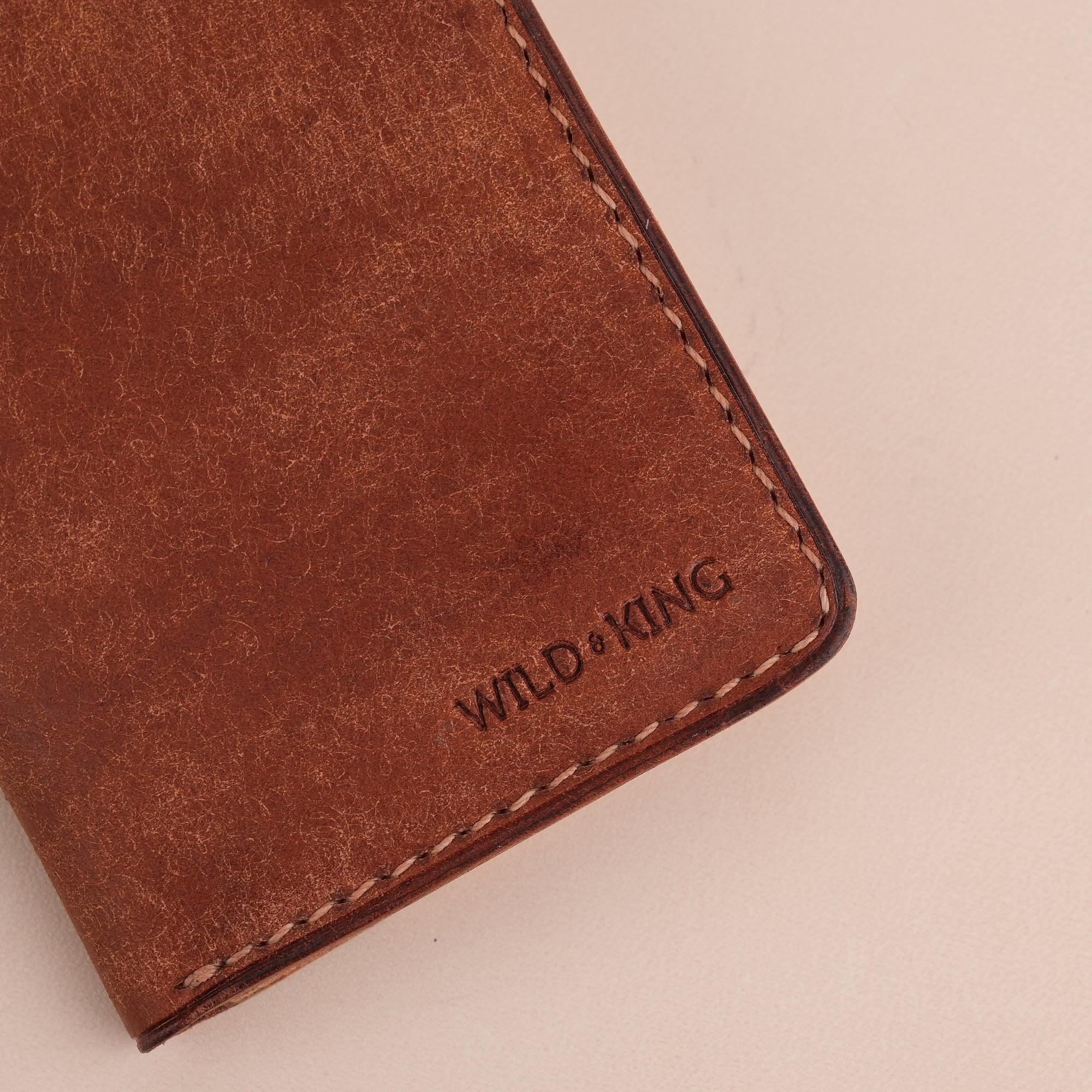 Brown Pueblo Leather Bifold Card Wallet Minimalist - WildandKing