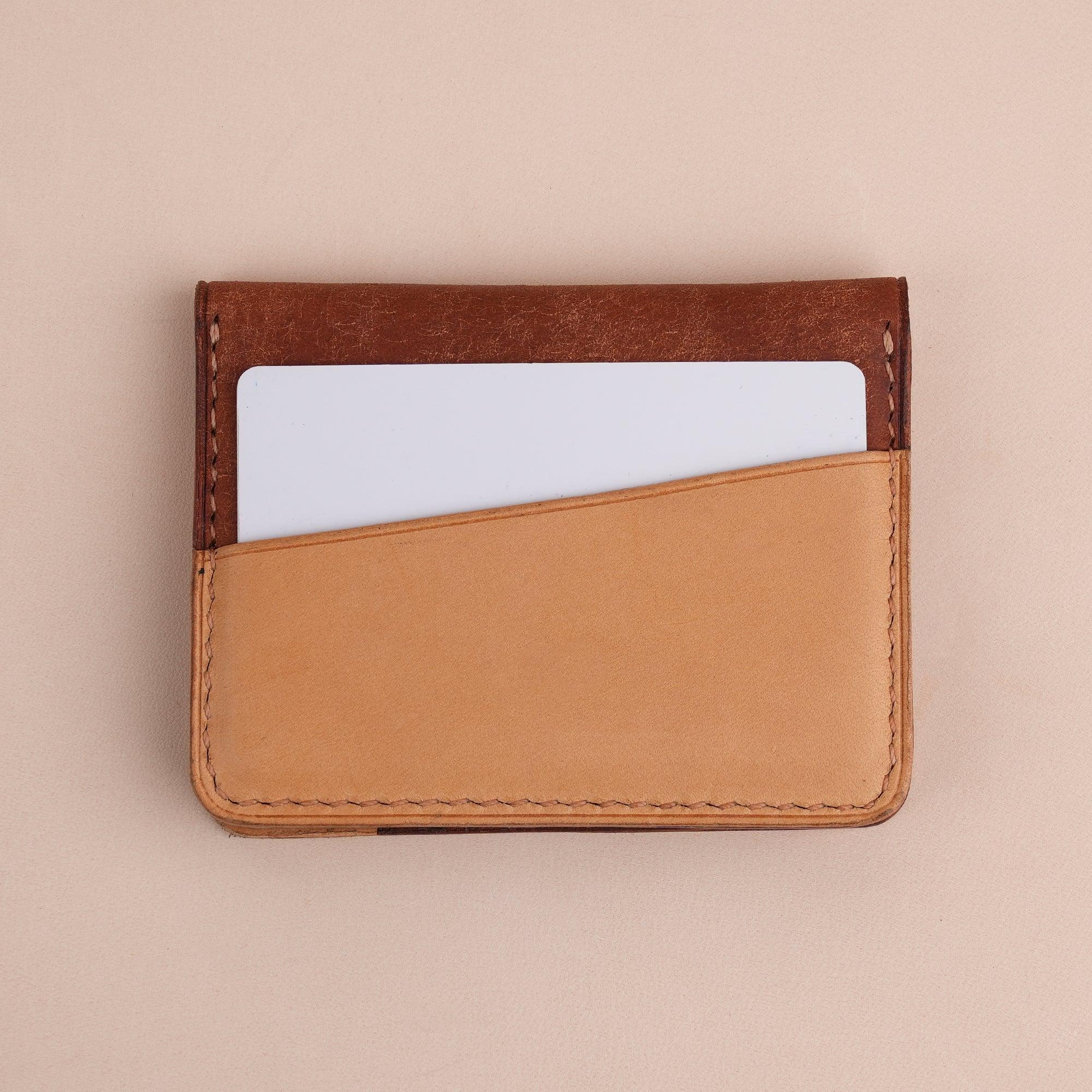 Brown Pueblo Leather Bifold Card Wallet Minimalist - WildandKing