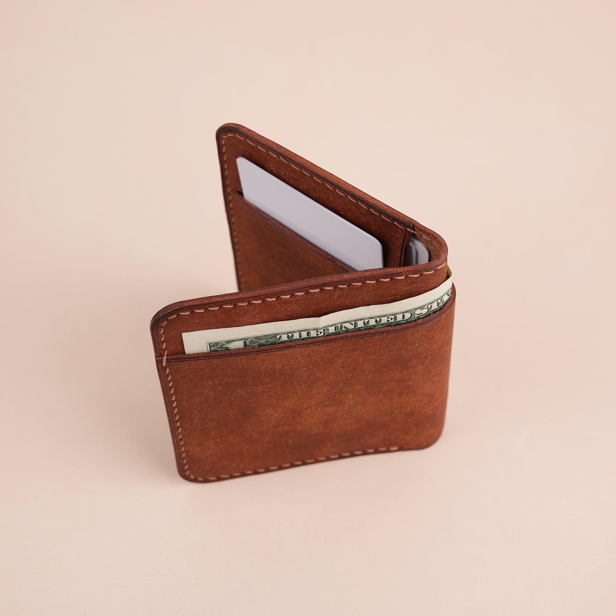 Dark Brown Pueblo Leather Minimalist Bifold Wallet - WildandKing