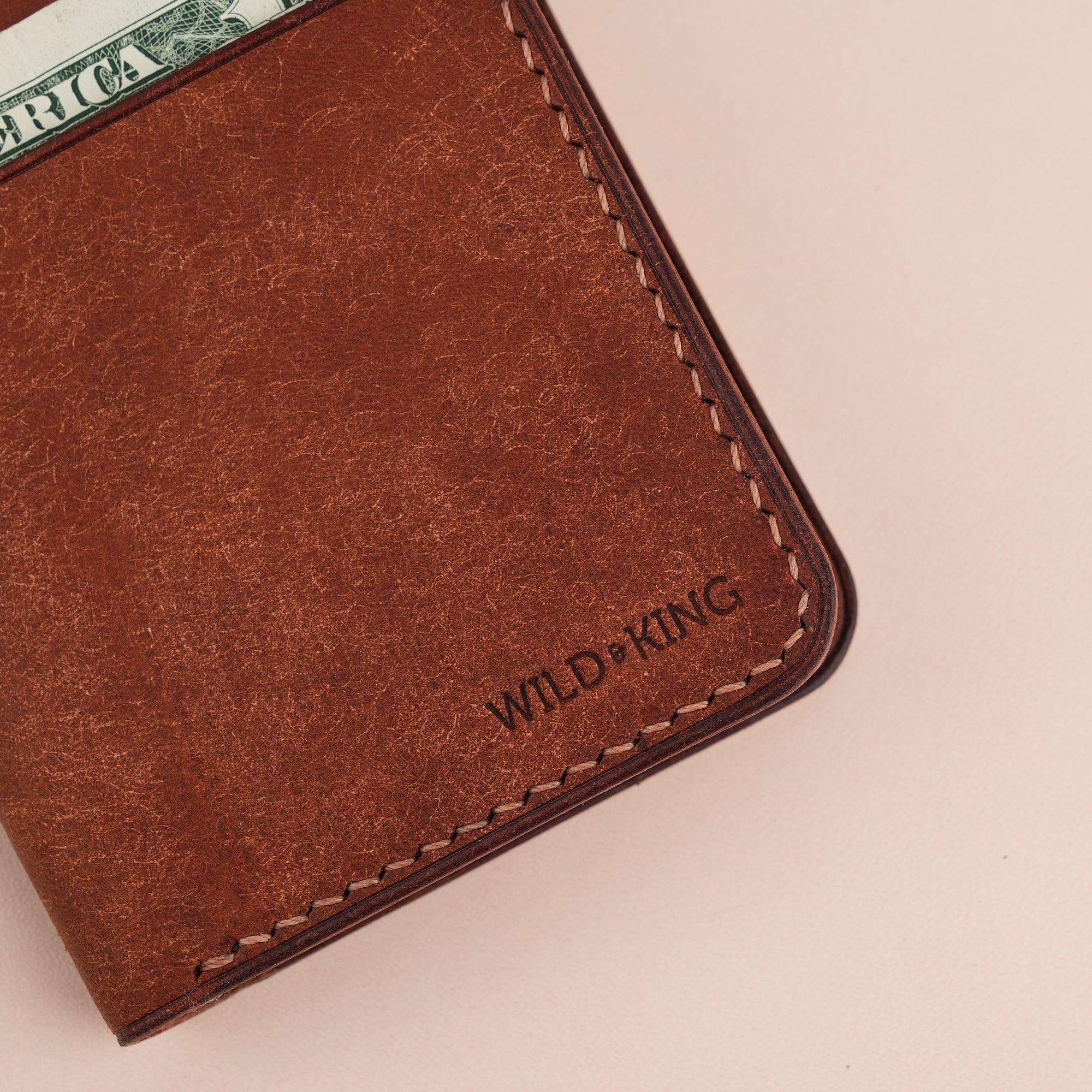 Dark Brown Pueblo Leather Minimalist Bifold Wallet - WildandKing