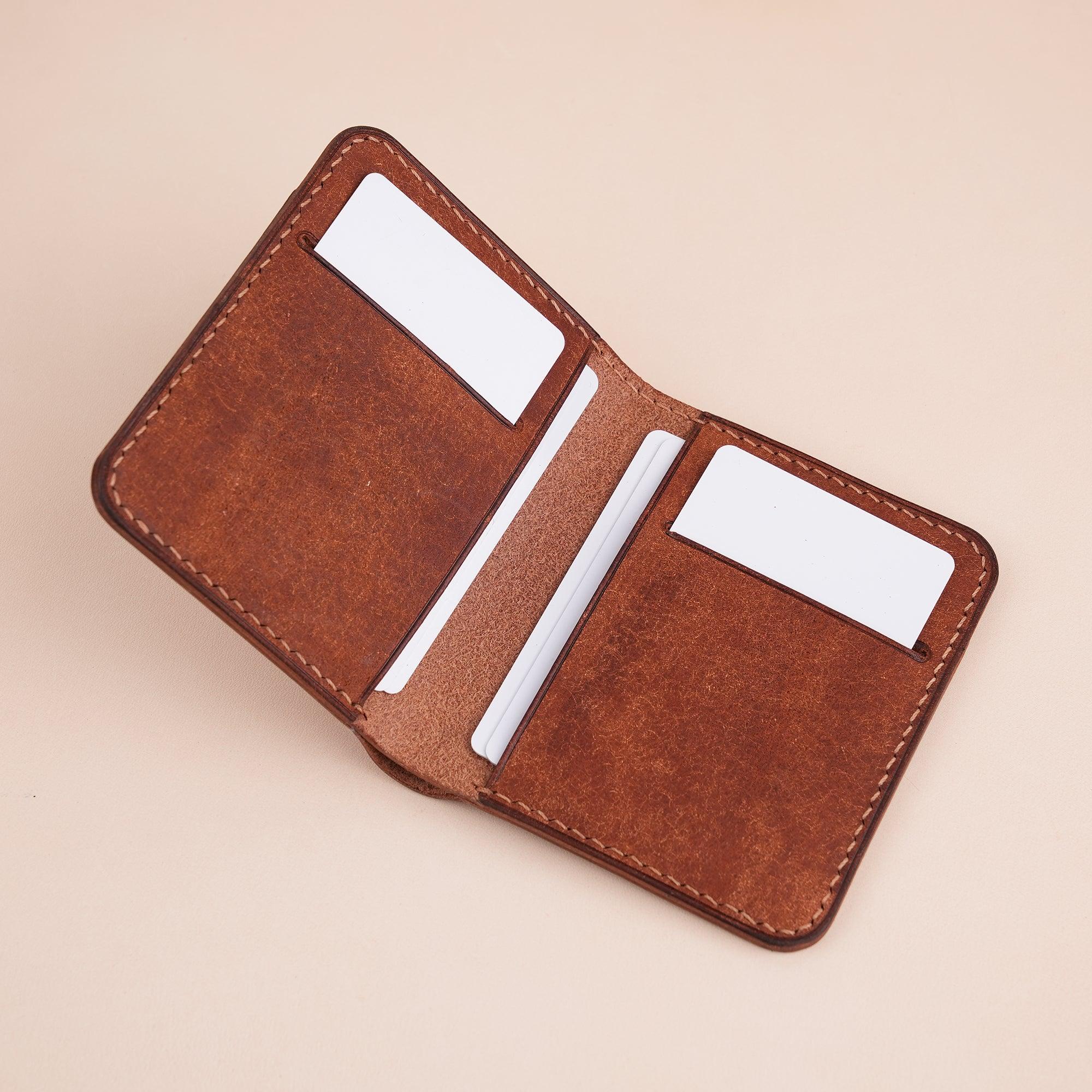 Dark Brown Pueblo Leather Minimalist Bifold Wallet - WildandKing