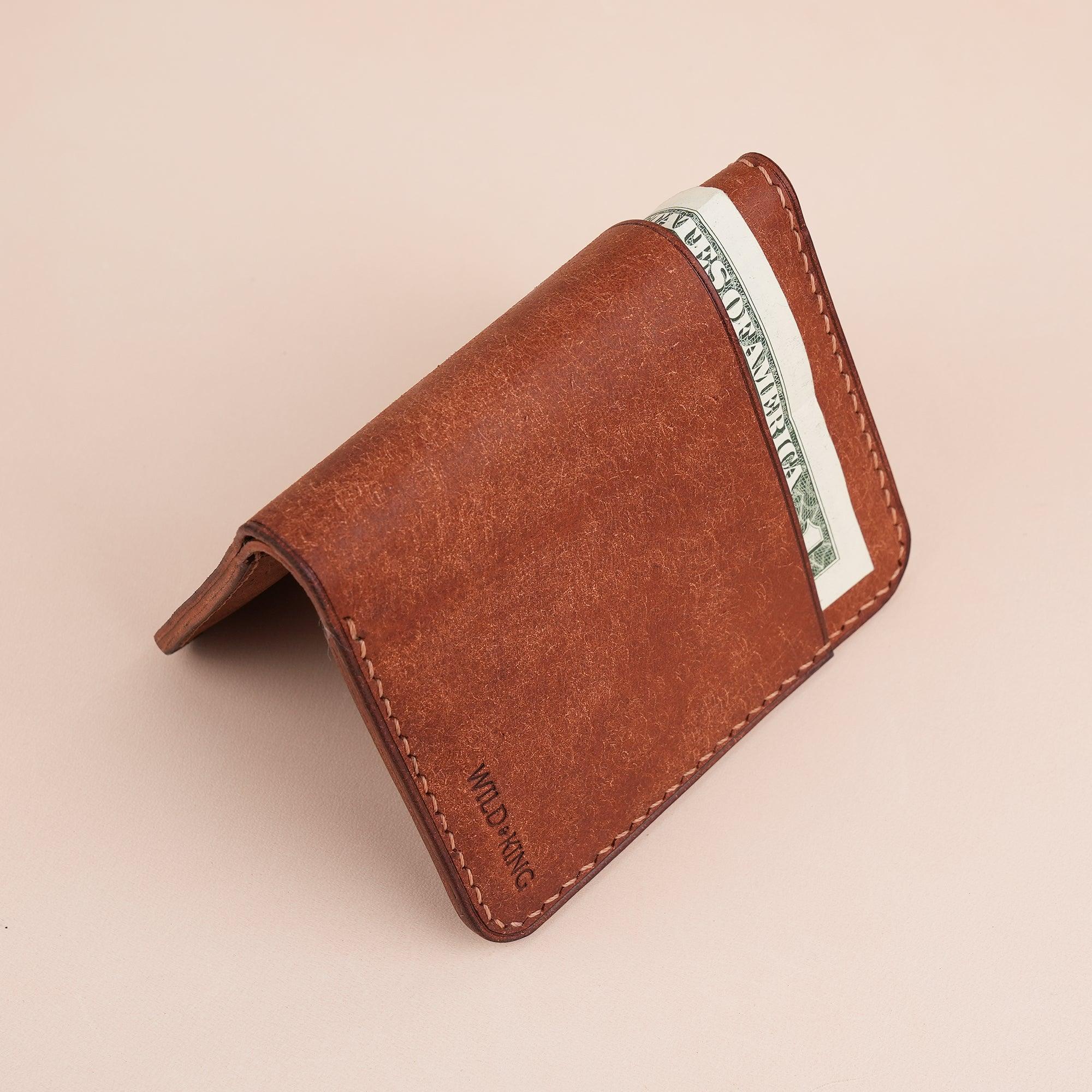 Dark Brown Pueblo Leather Minimalist Bifold Wallet - WildandKing