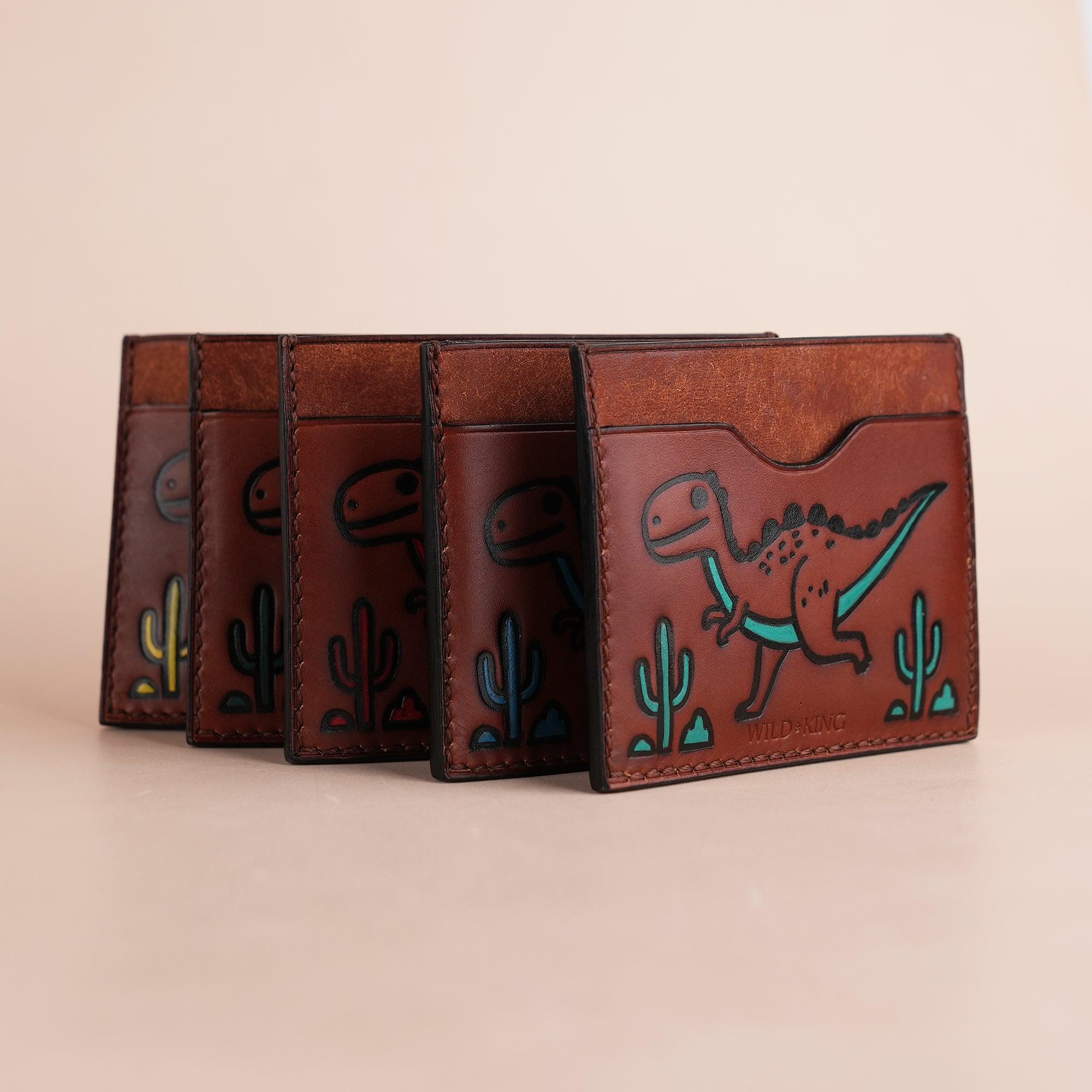 Pueblo Leather Minimalist Card Holder Dinosaur Stupid - WildandKing