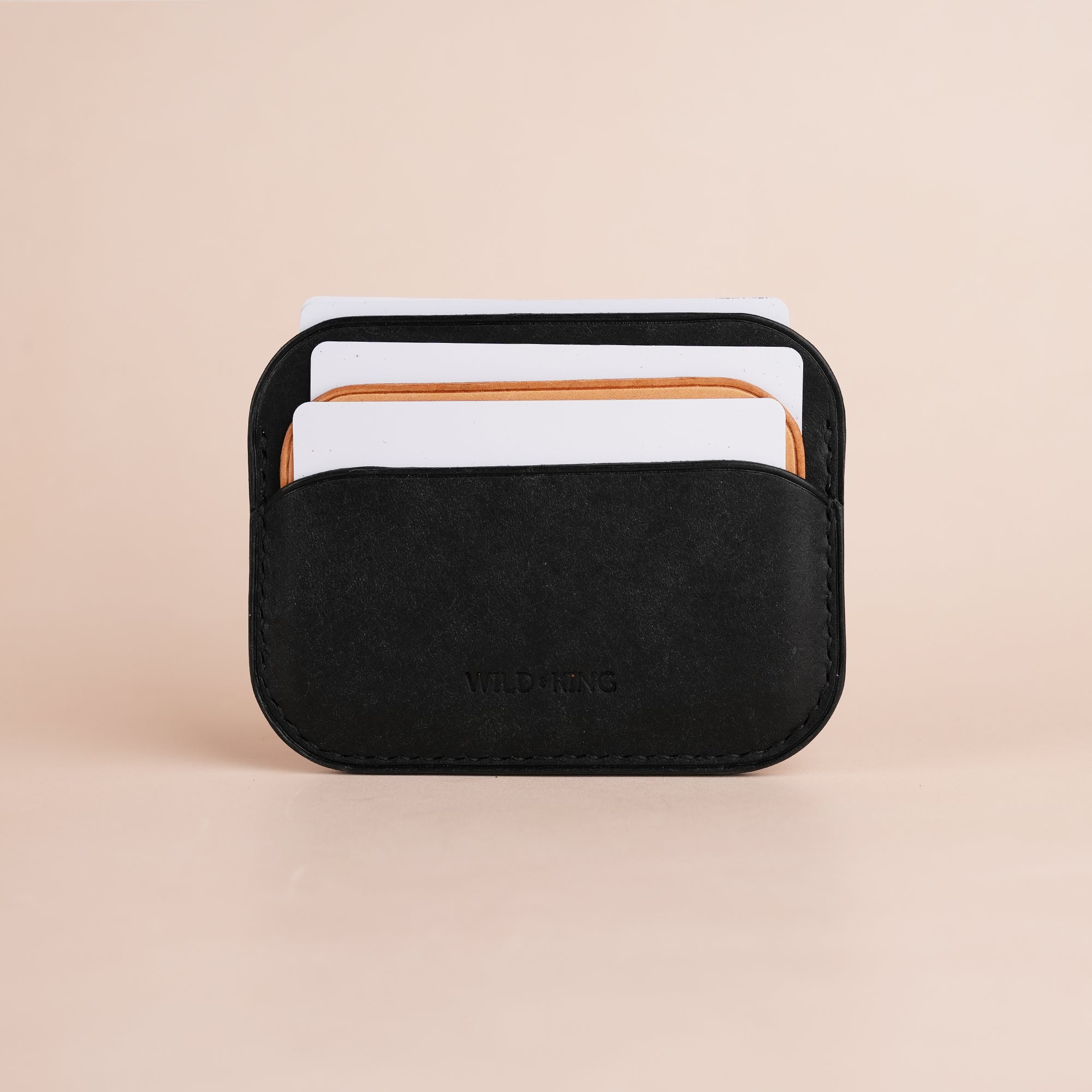 Minimalist Black Pueblo Leather Card Holder - Seashell