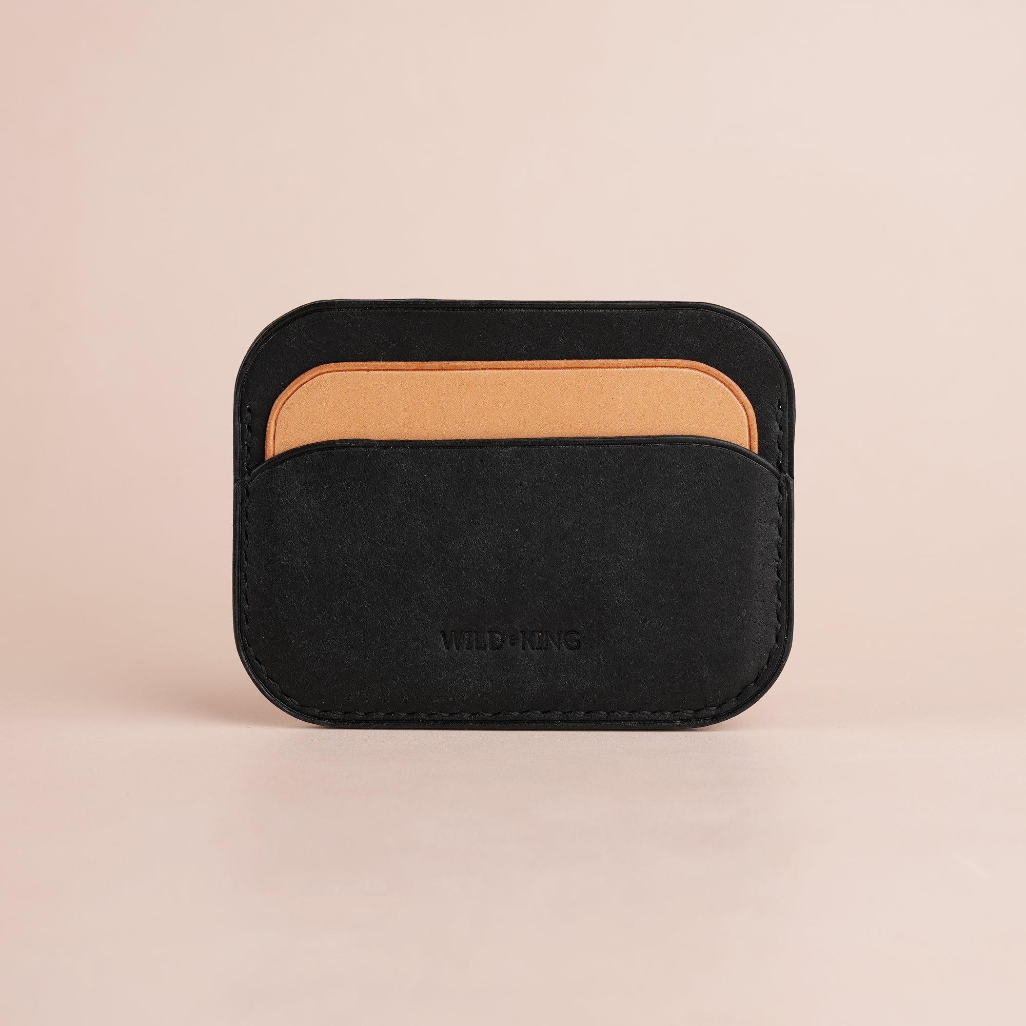 Minimalist Black Pueblo Leather Card Holder - Seashell