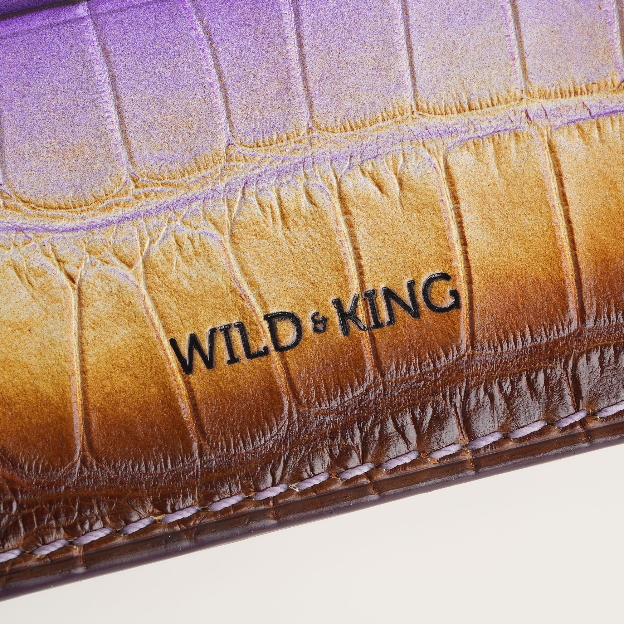 Purple Alligator Leather Card Holder - Twilight Patina