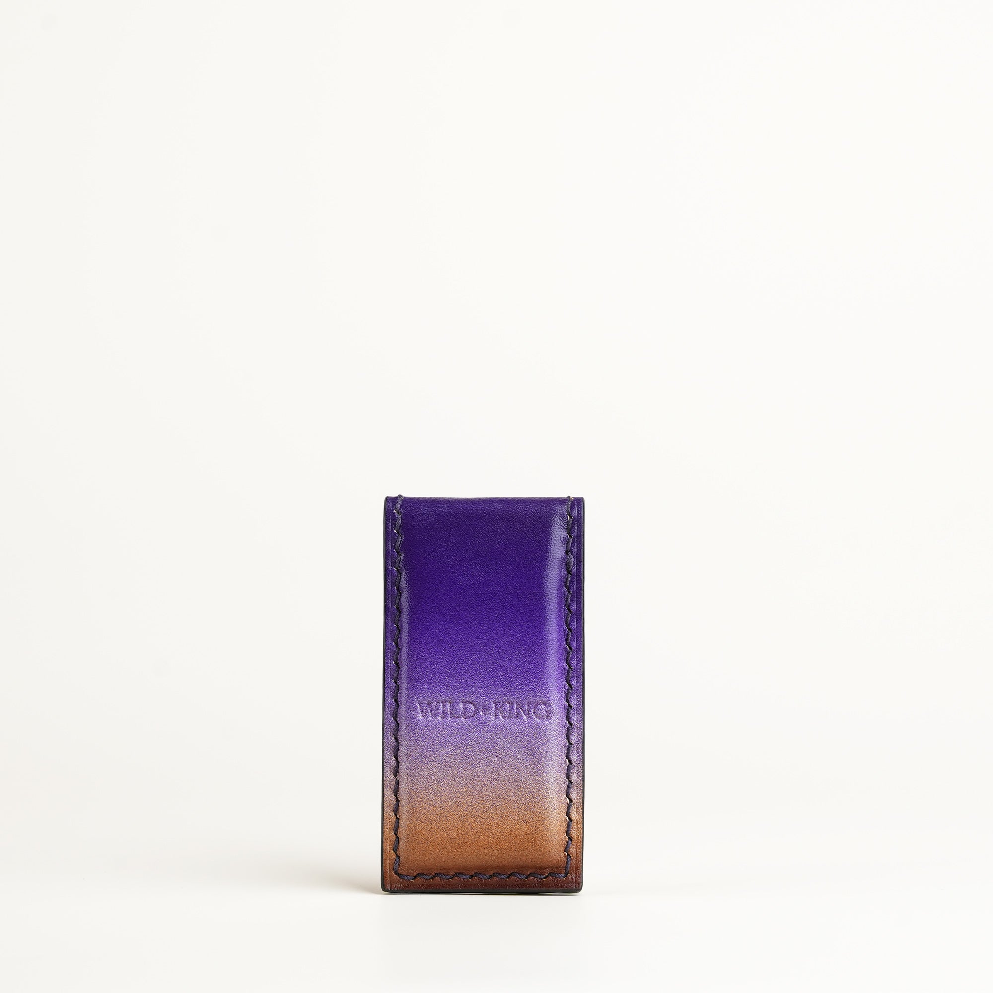 Purple Leather Money Clip - Twilight Patina - Square Shape