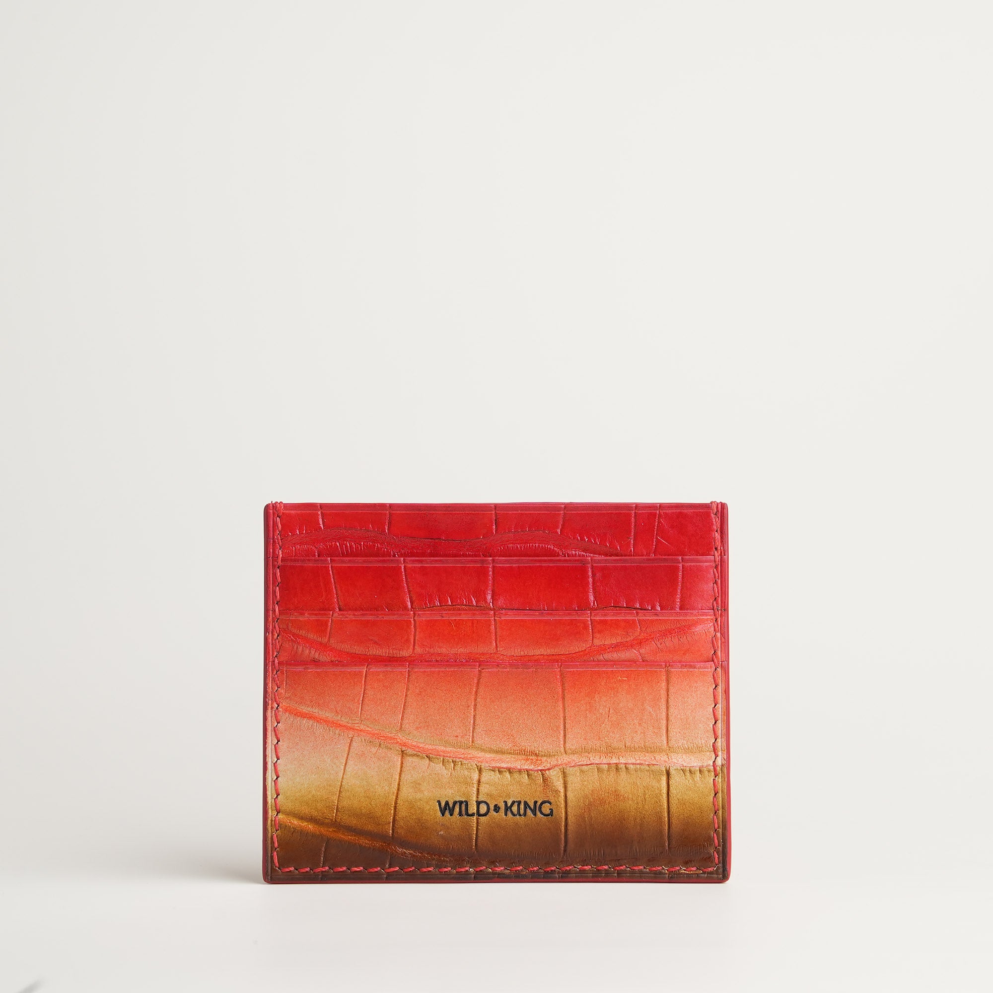 Red Alligator Leather Card Holder - Solar Patina