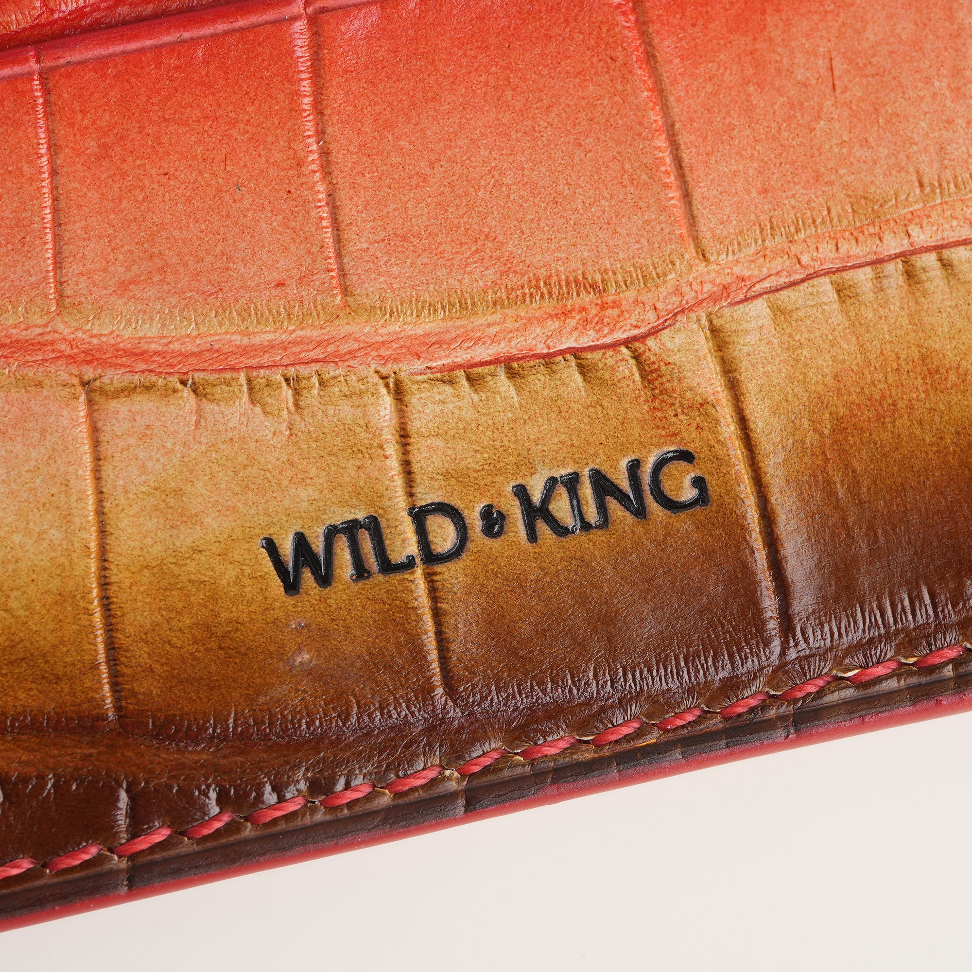 Red Alligator Leather Card Holder - Solar Patina