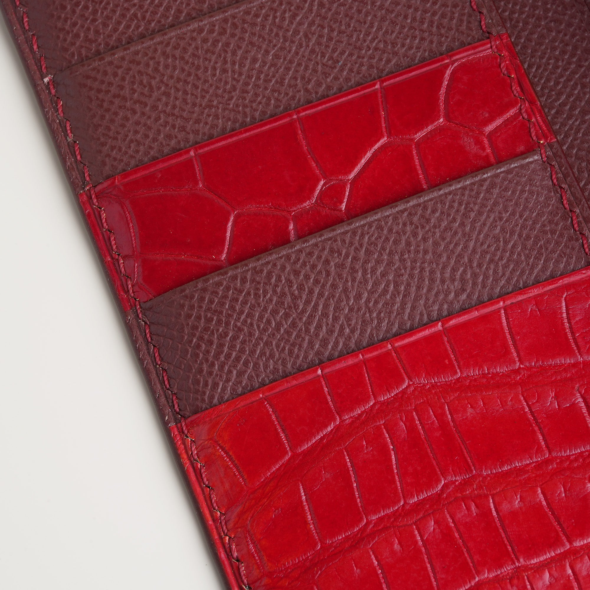Red Crocodile Leather Long Wallet