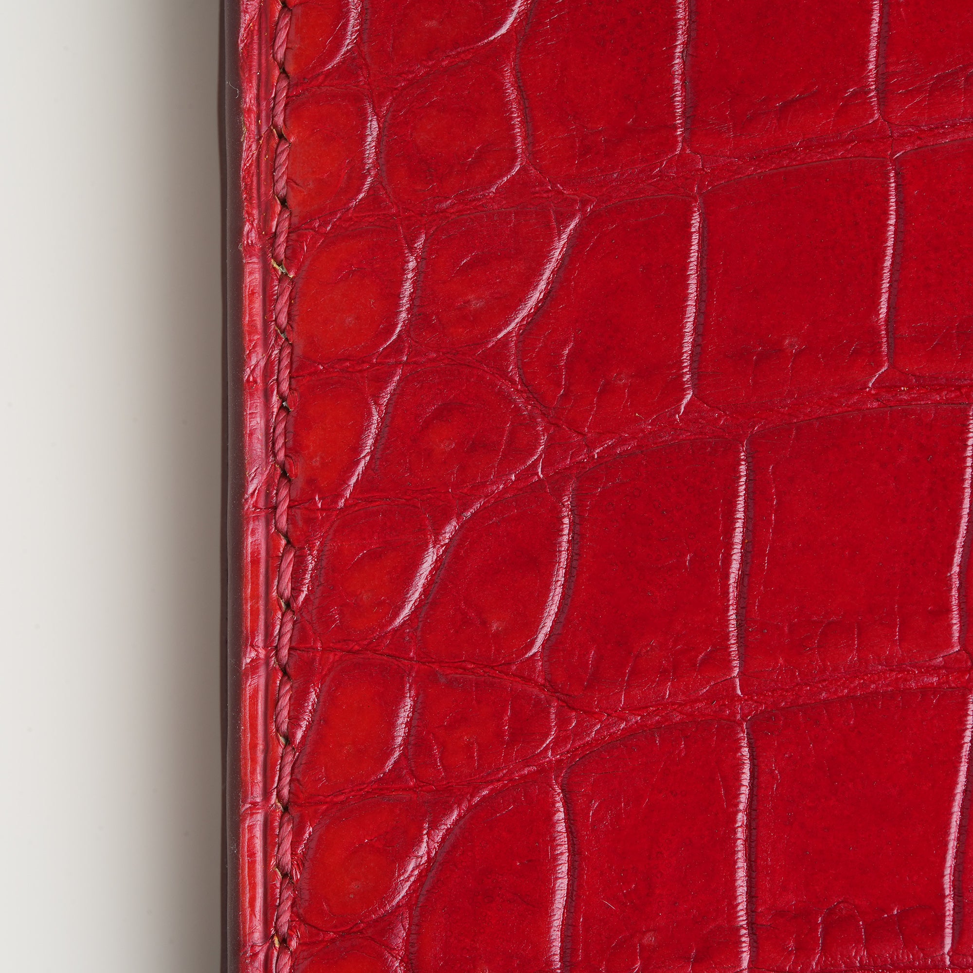 Red Crocodile Leather Long Wallet