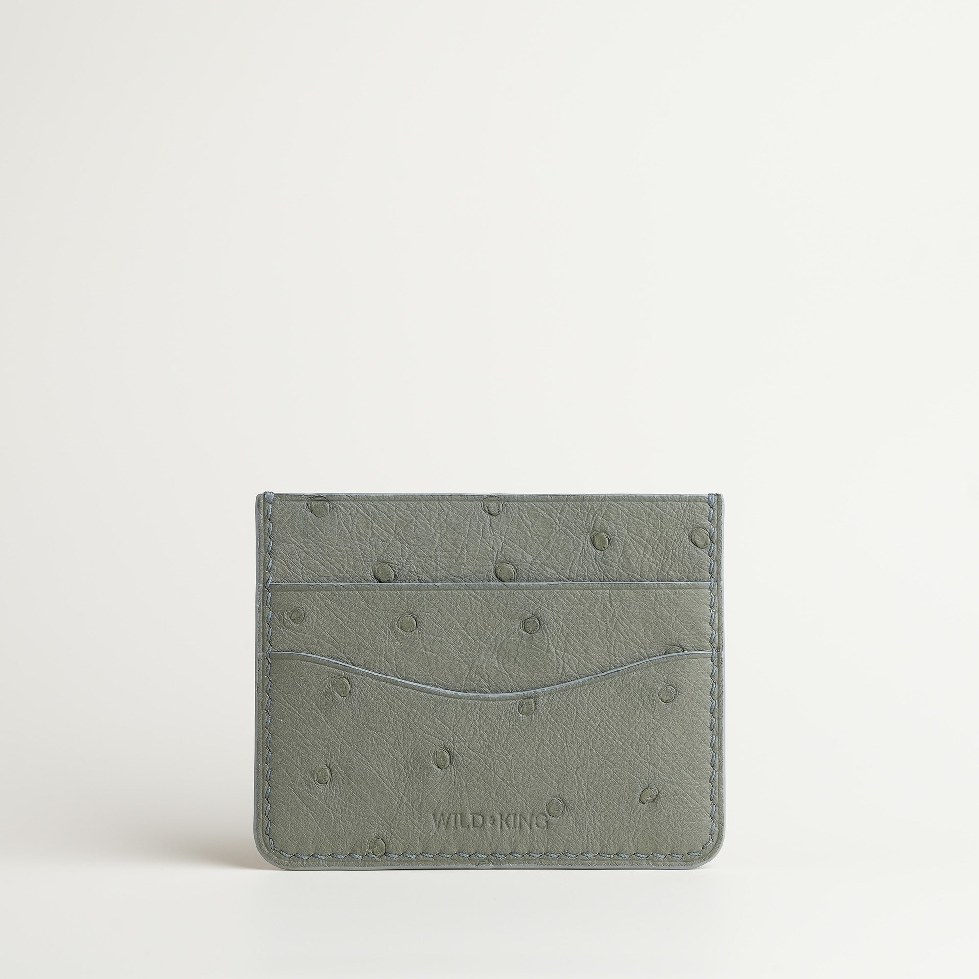 Silver Ostrich Leather Card Holder