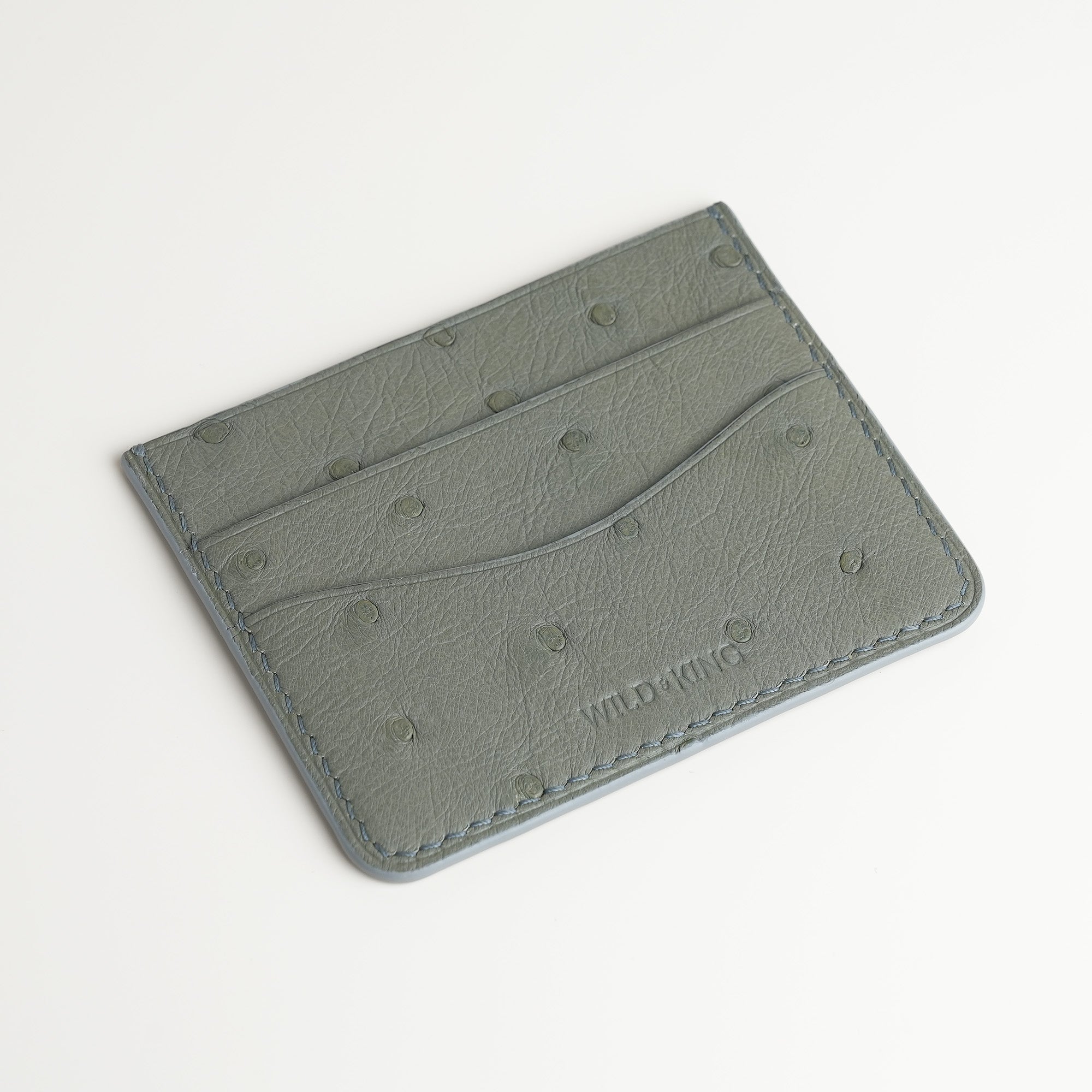 Silver Ostrich Leather Card Holder