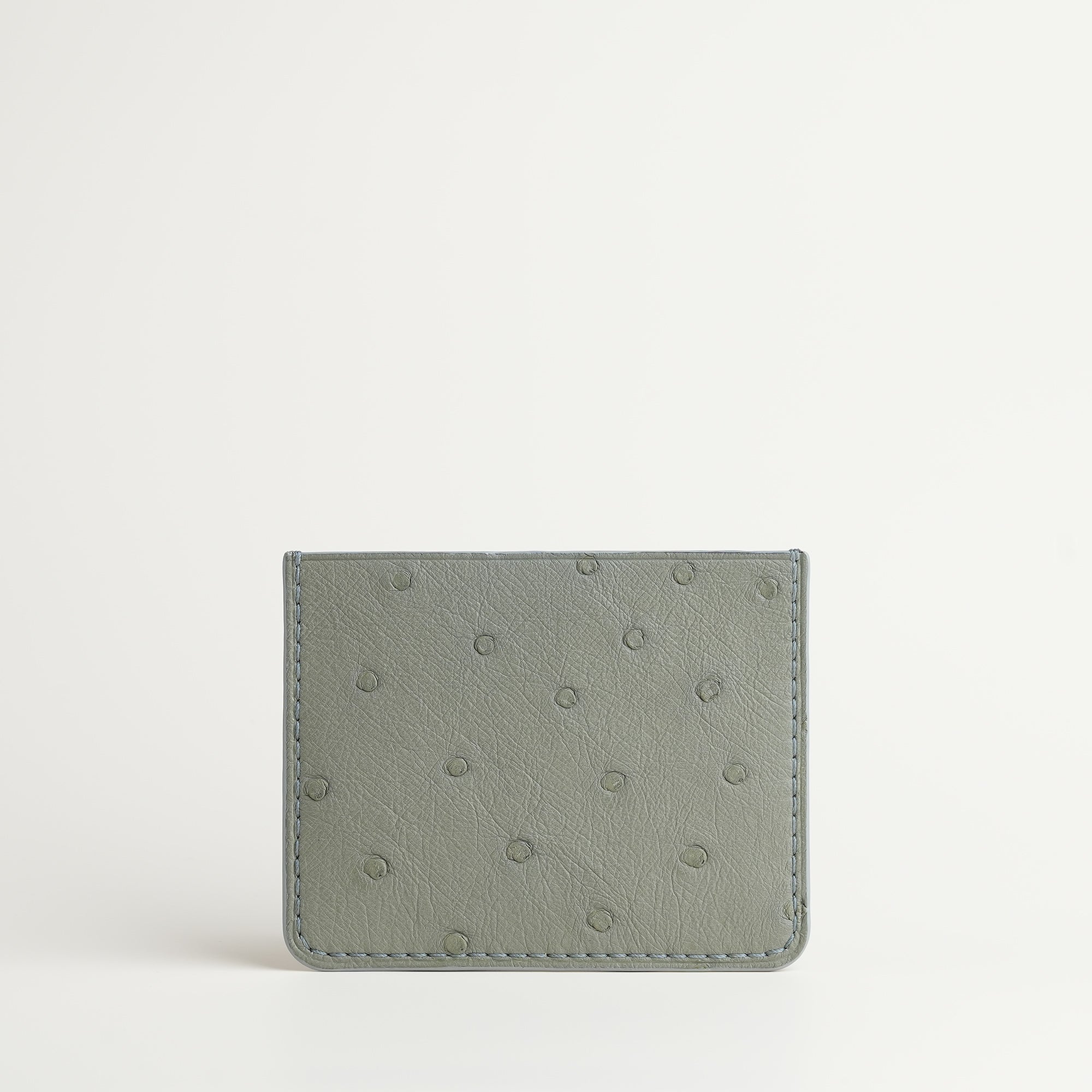 Silver Ostrich Leather Card Holder