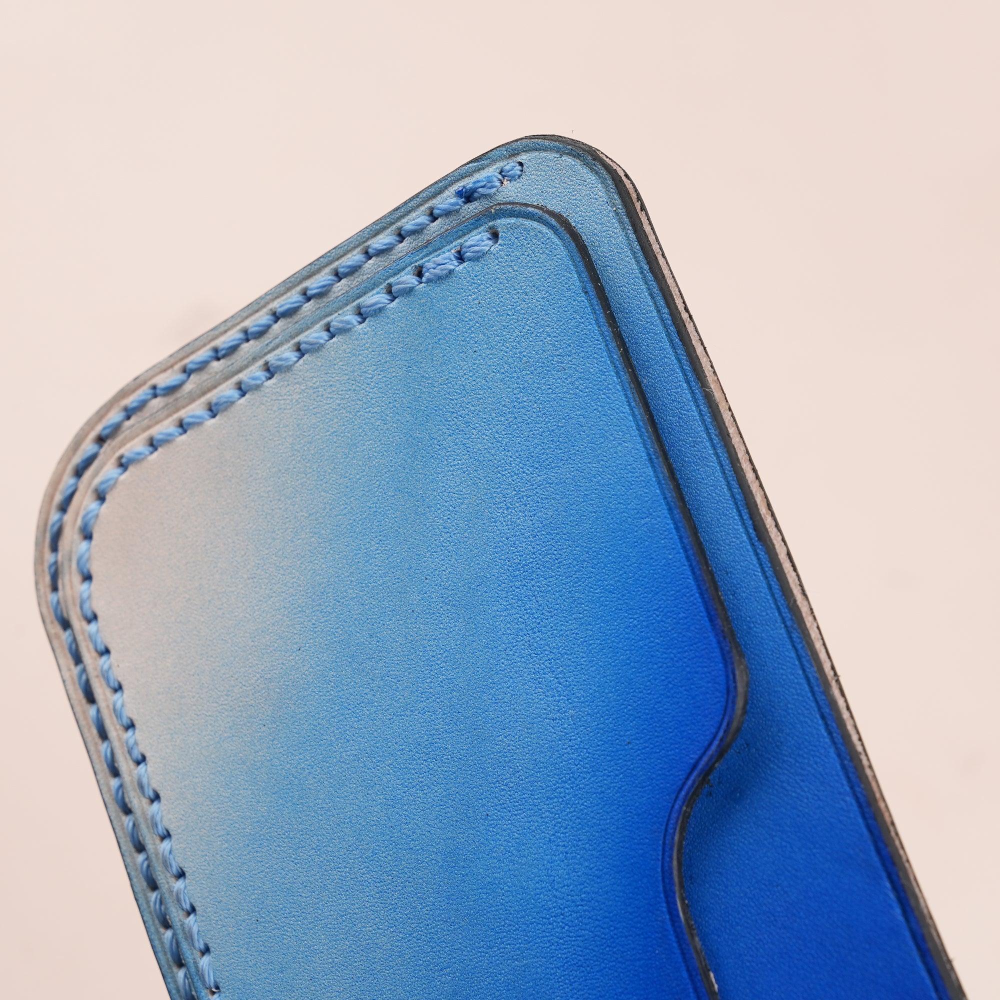 Patina Blue Slim Leather Card Case - WildandKing
