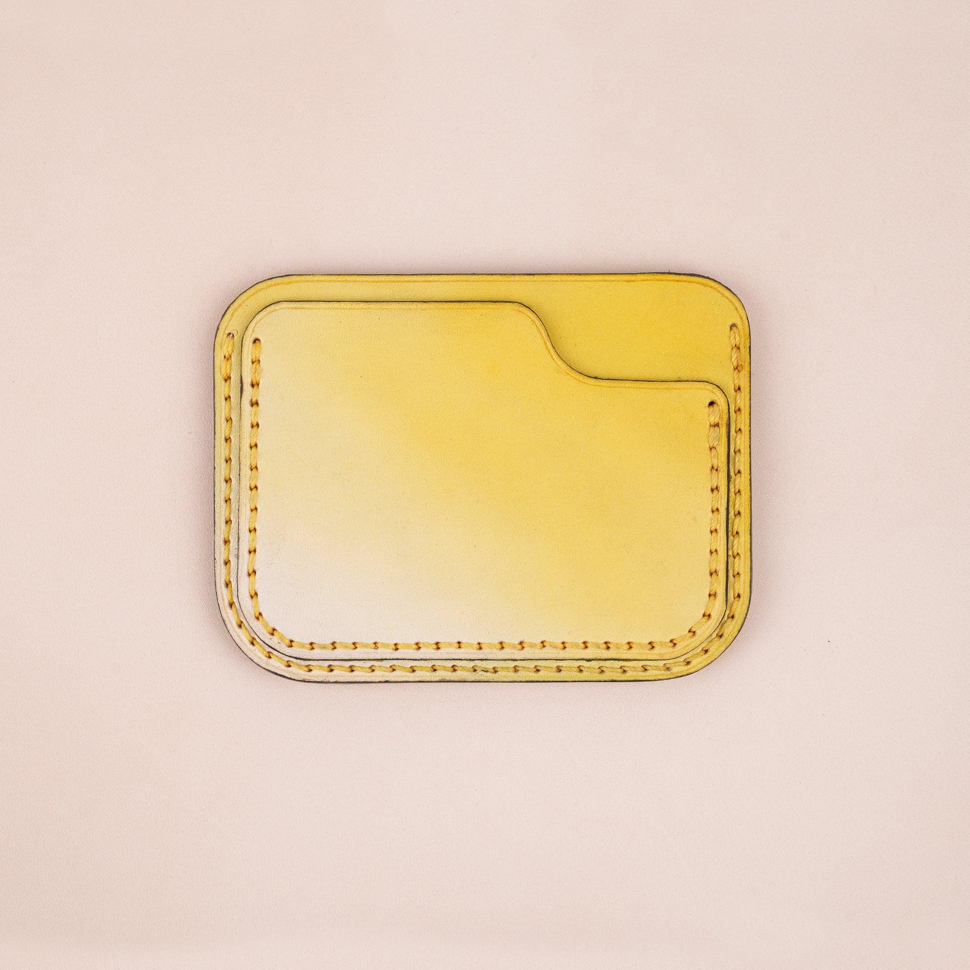 Patina Yellow Slim Leather Card Case - WildandKing