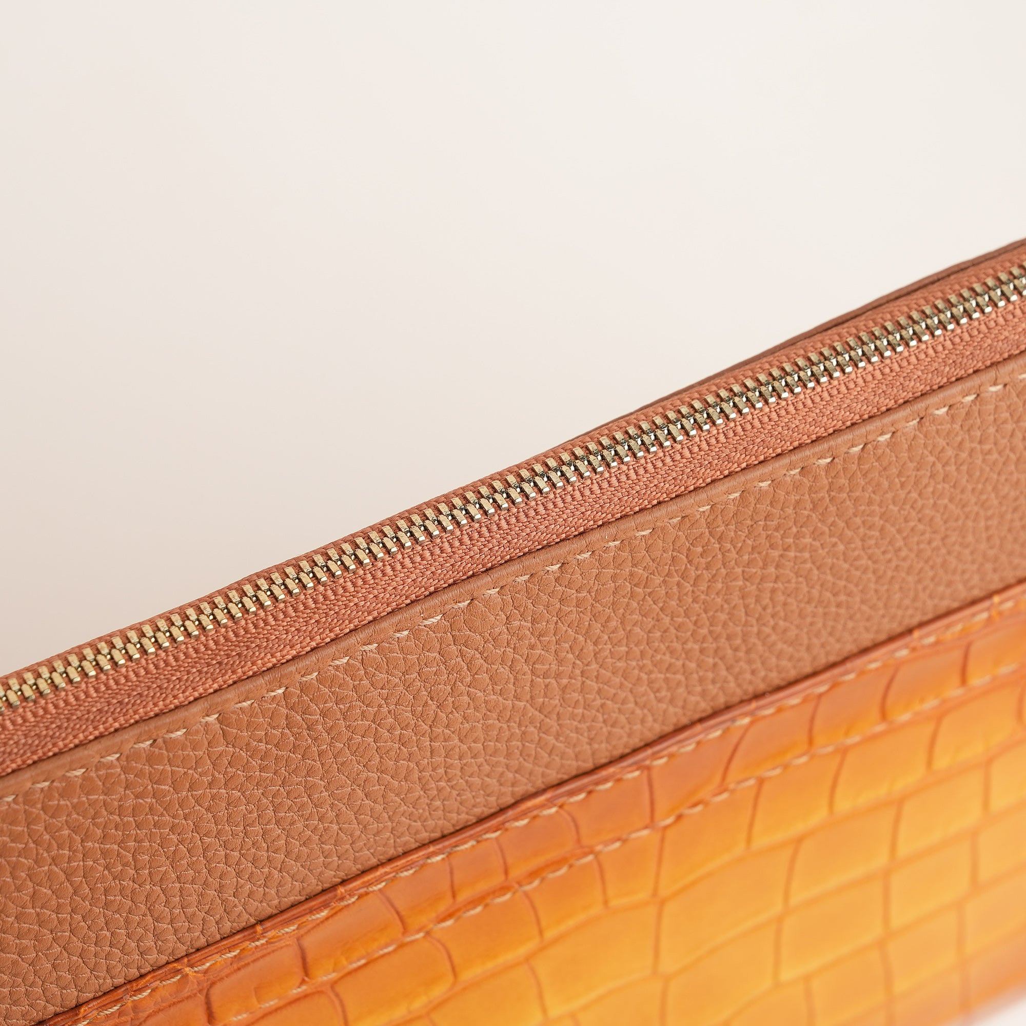 Tan Alligator Leather Clutch