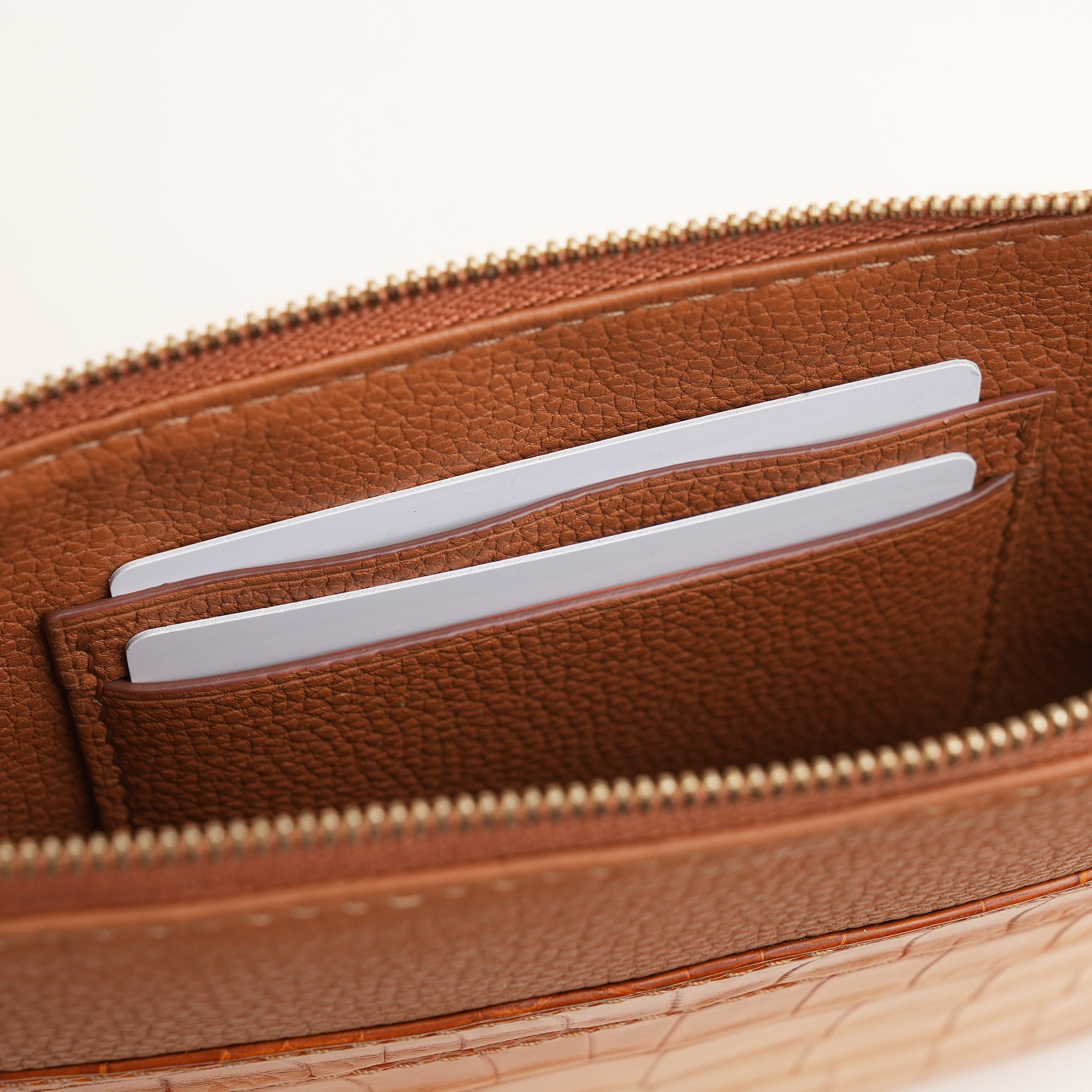 Tan Alligator Leather Clutch