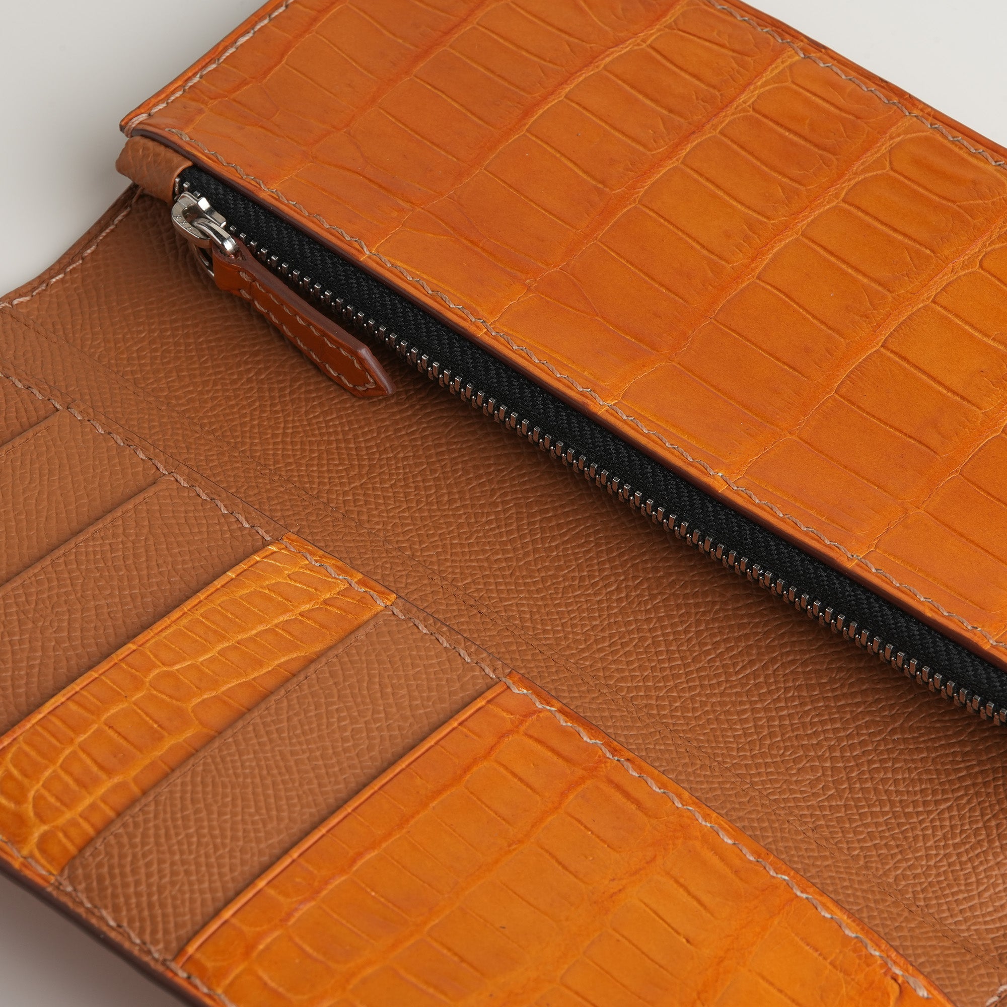 Tan Crocodile Leather Long Wallet
