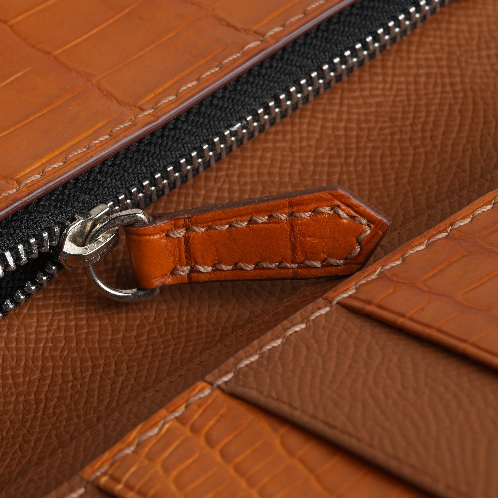 Tan Crocodile Leather Long Wallet