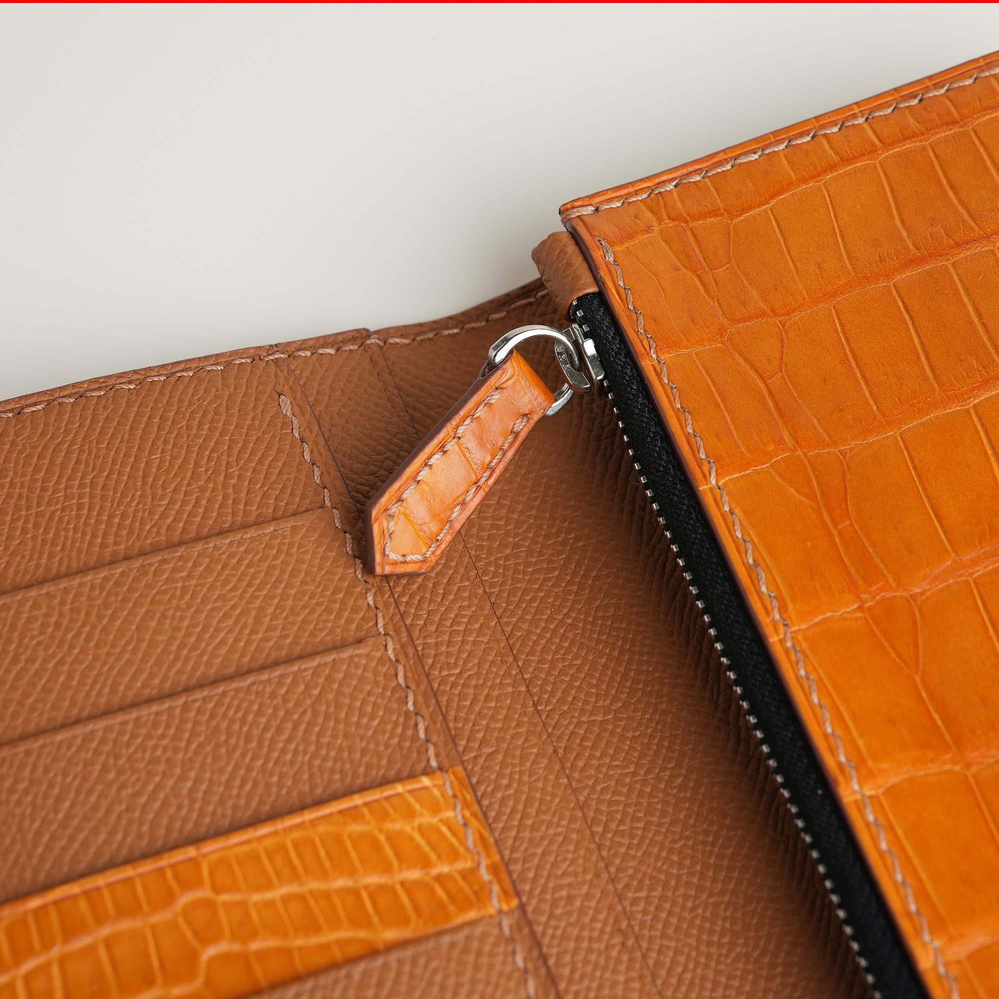 Tan Crocodile Leather Long Wallet