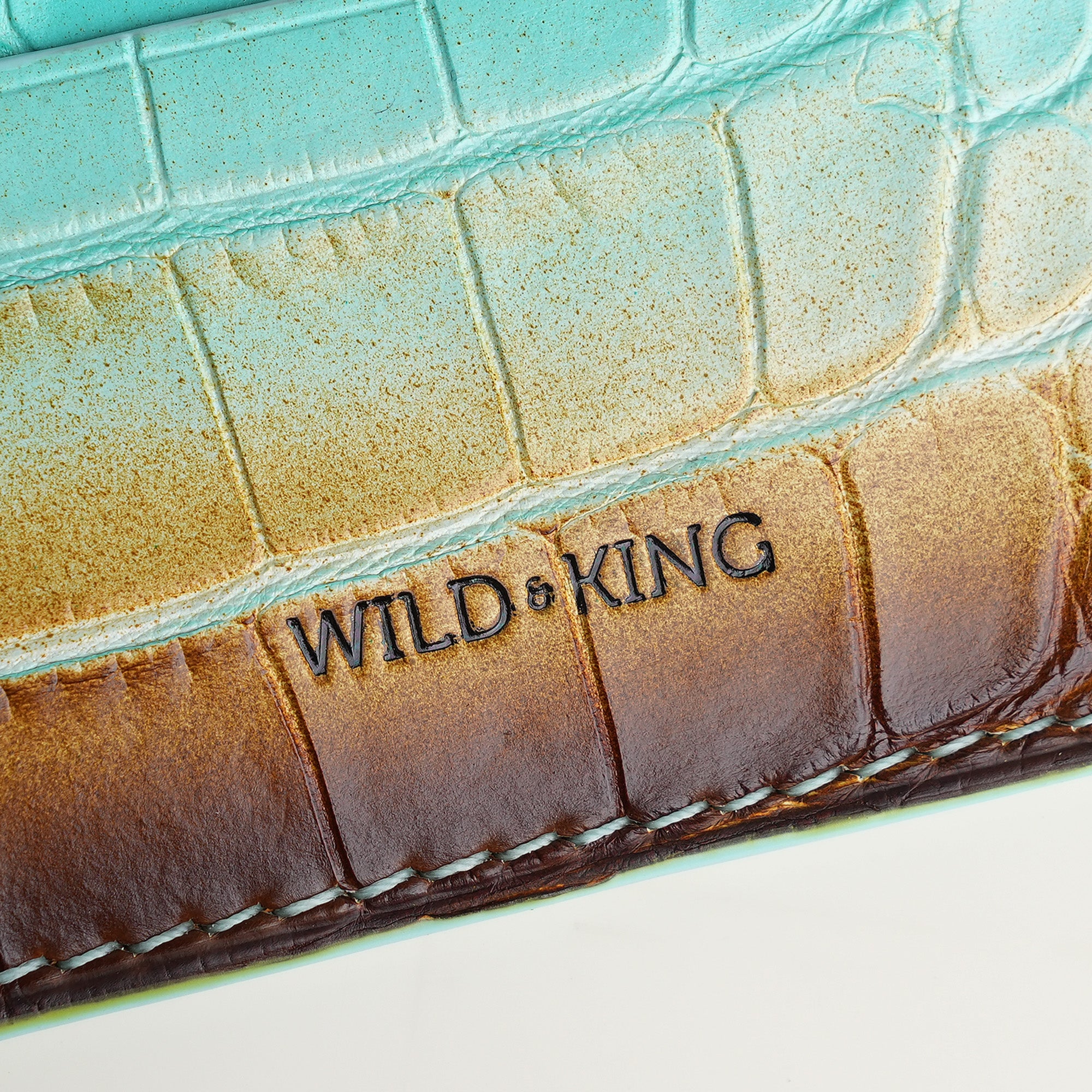Turquoise Alligator Leather Card Holder - Ocean Patina