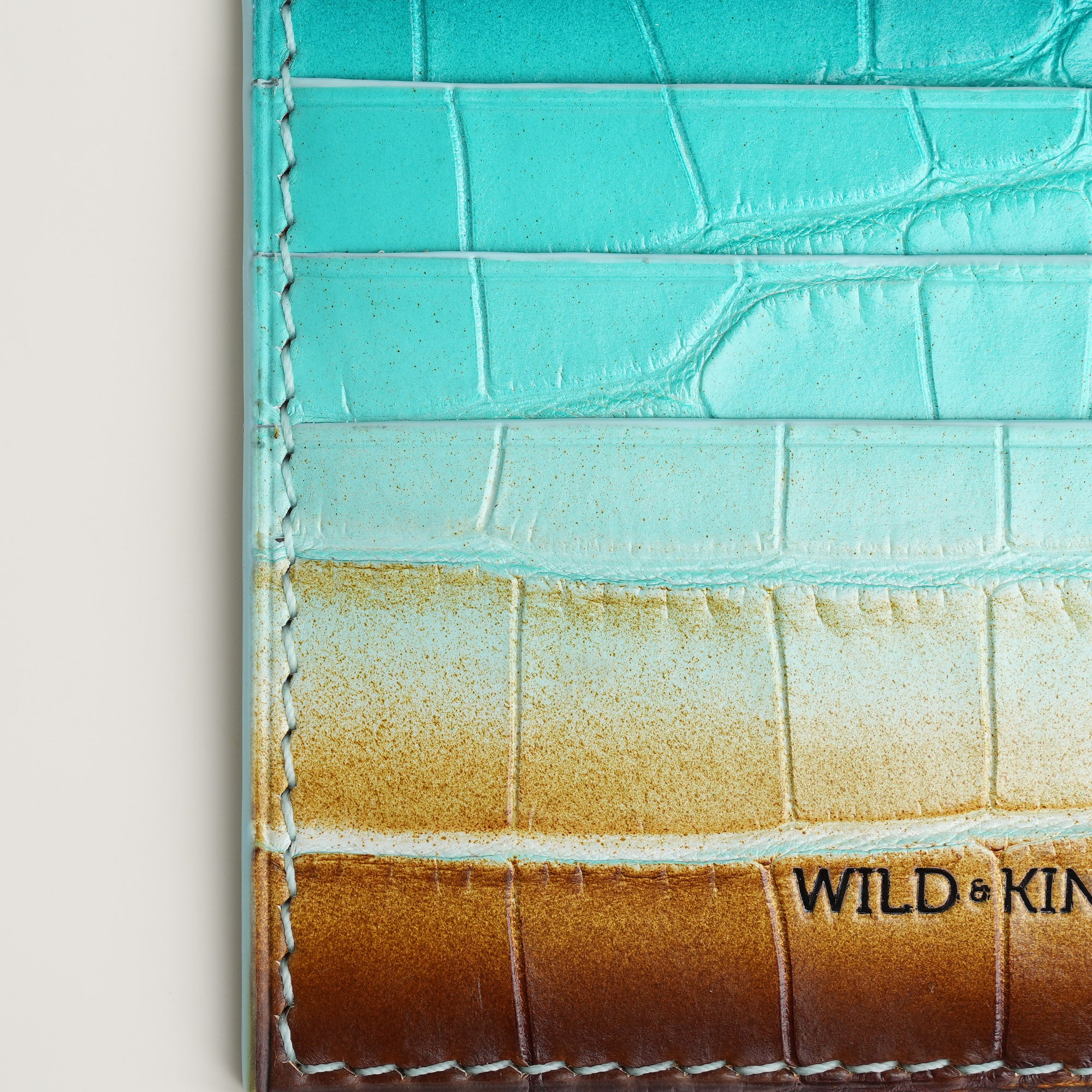 Turquoise Alligator Leather Card Holder - Ocean Patina