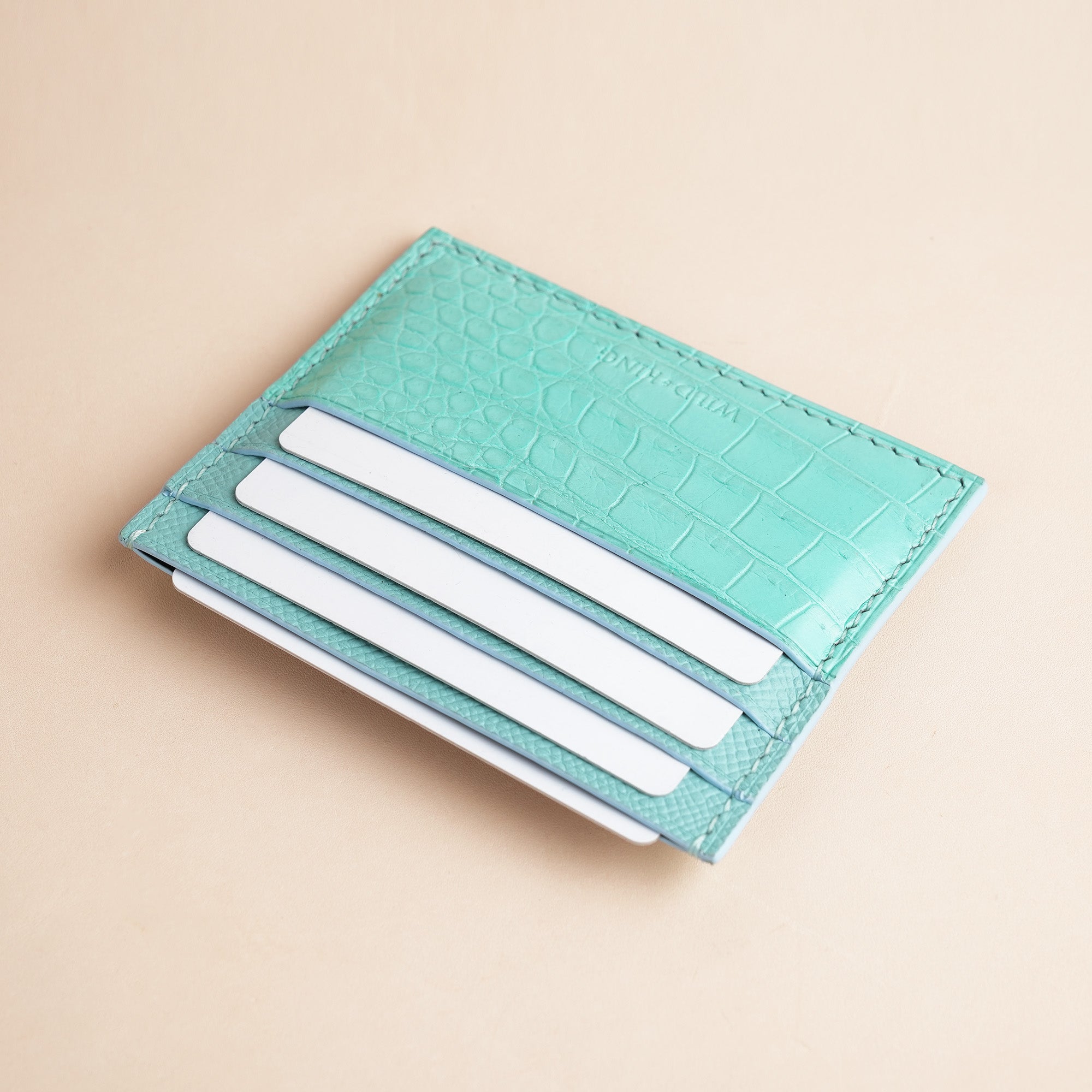 Turquoise Alligator Leather Card Holder
