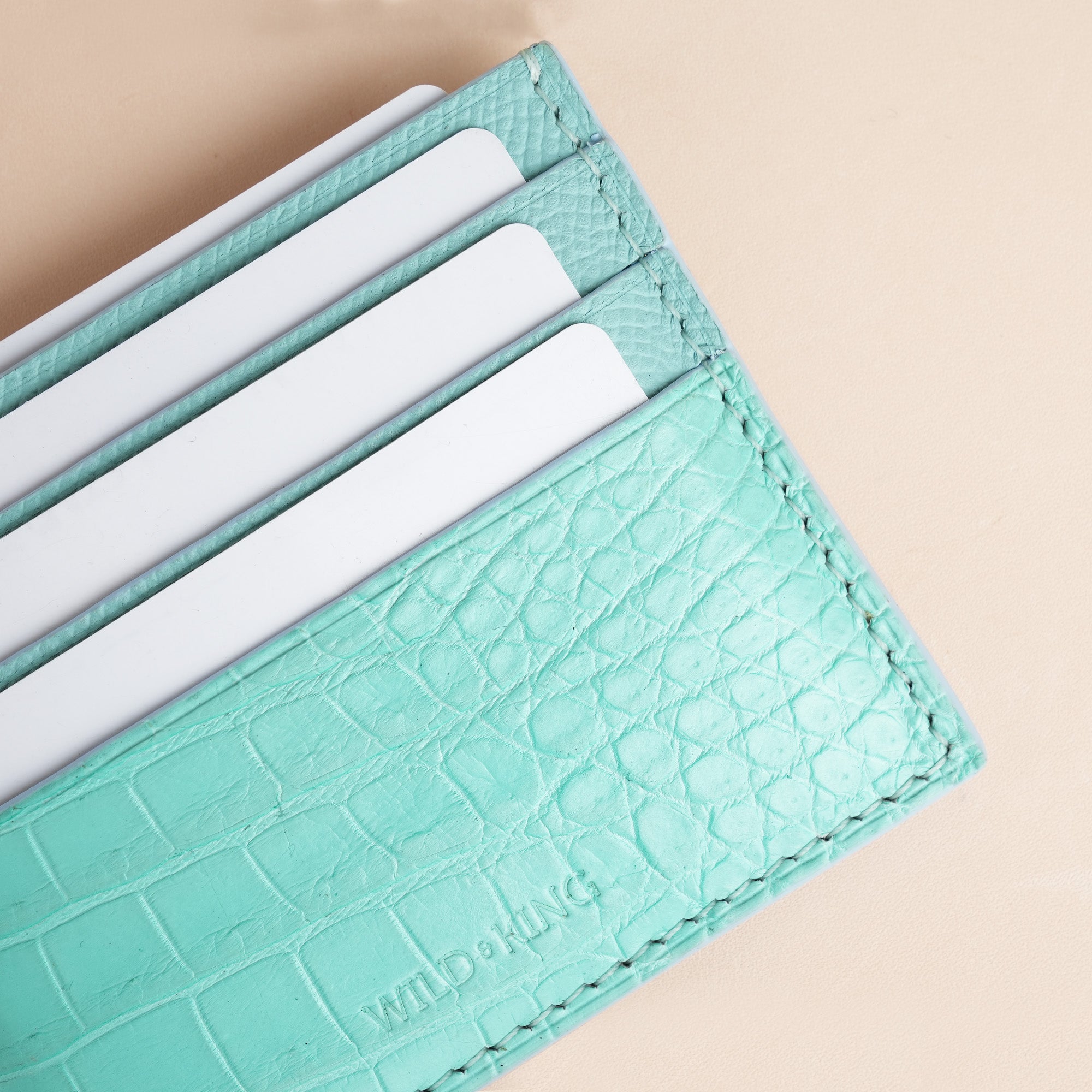 Turquoise Alligator Leather Card Holder