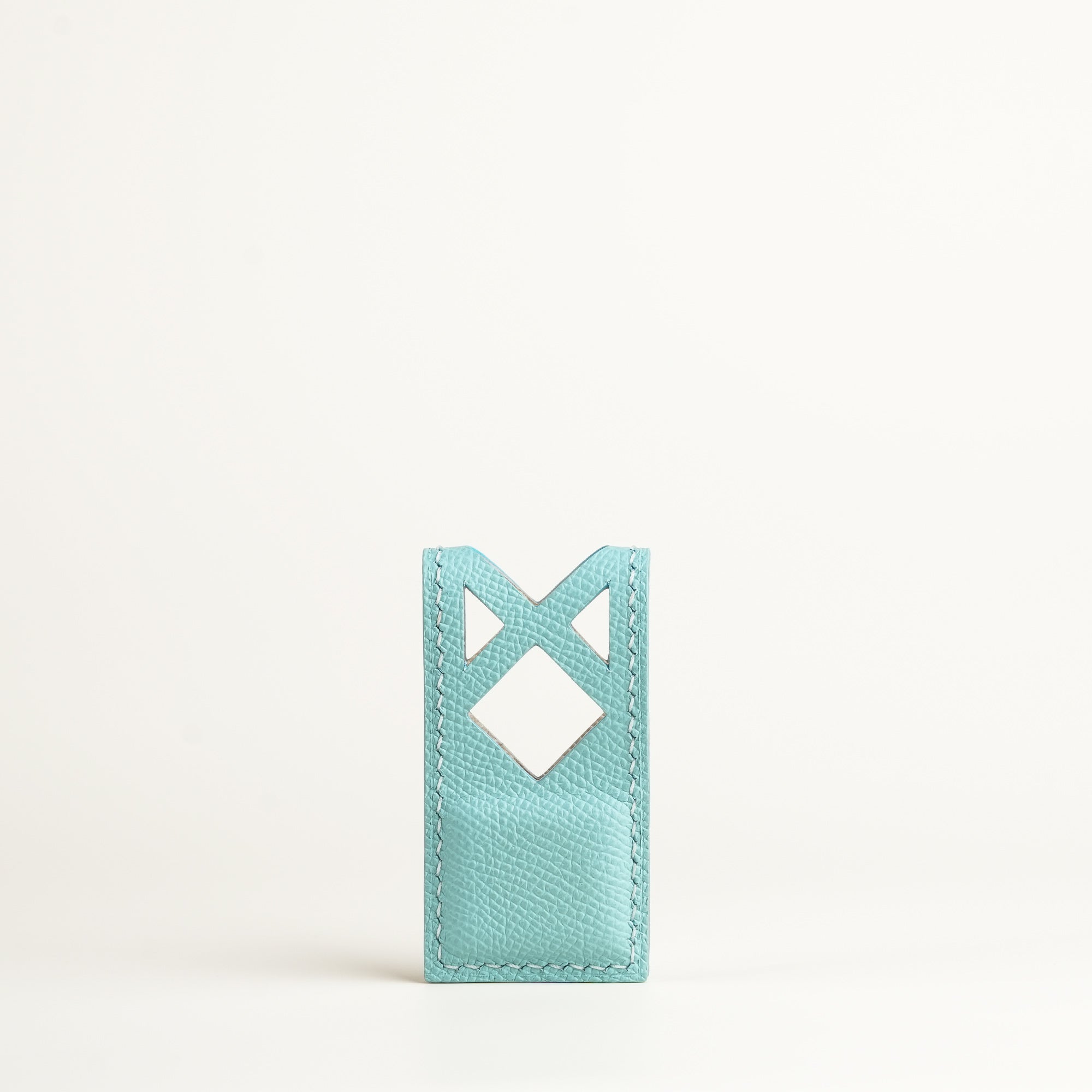 Turquoise Geometric Epsom Leather Money Clip - Square Shape