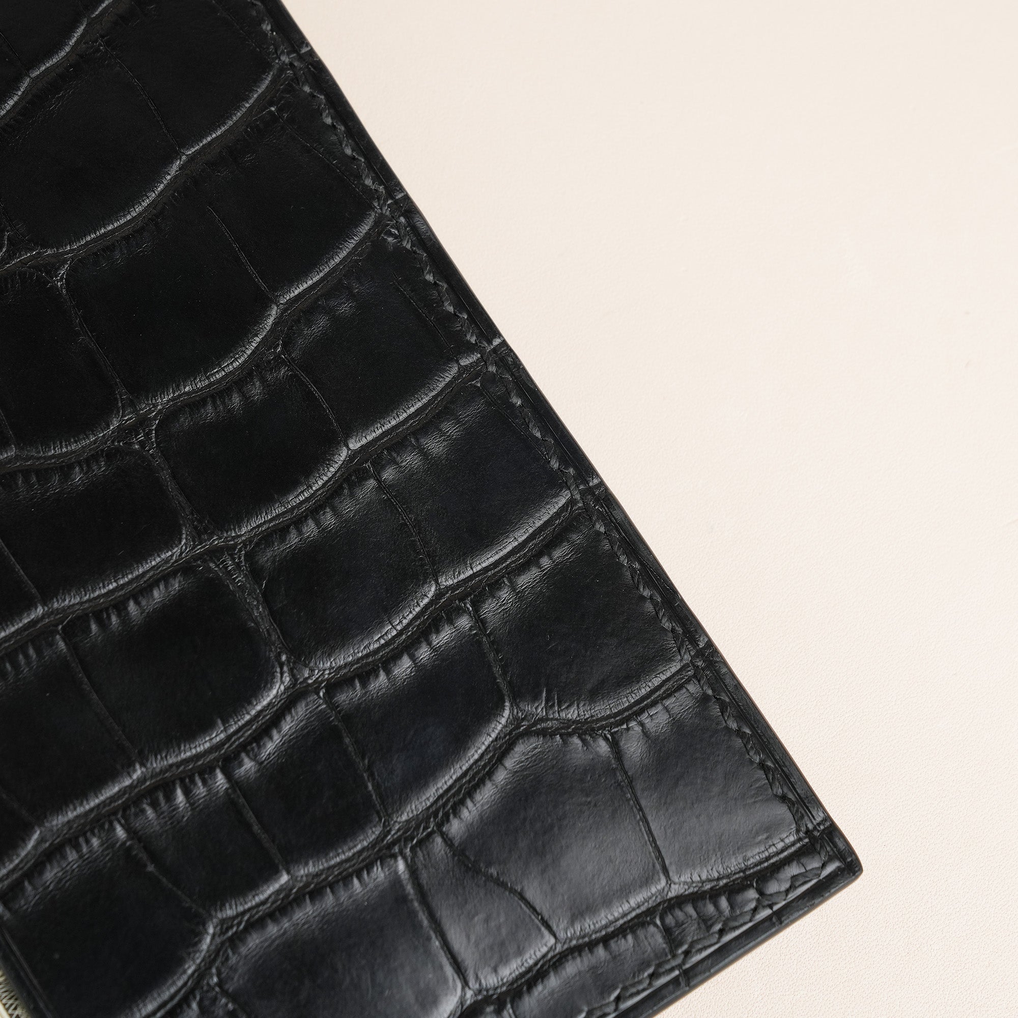 Black Alligator Leather Vertical Card Holder