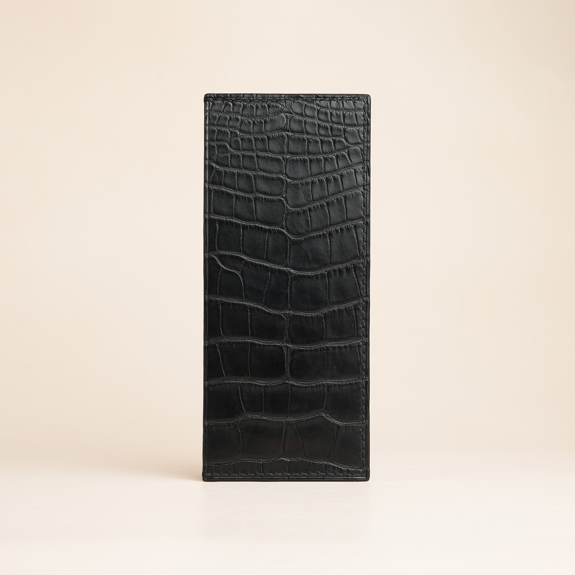 Black Alligator Leather Vertical Card Holder