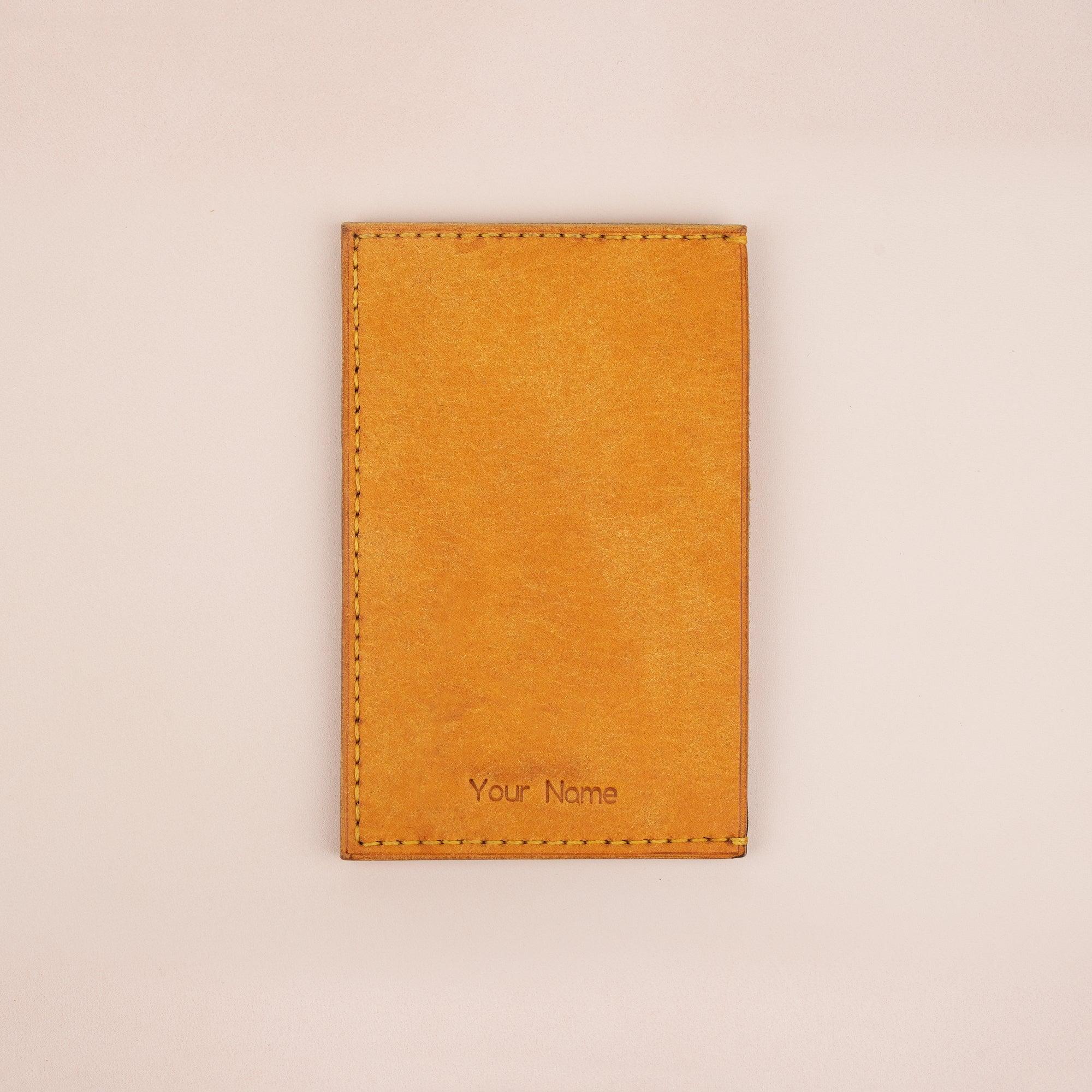 Vertical Navy and Golden Pueblo Leather Card Holder Wallet Slim - WildandKing