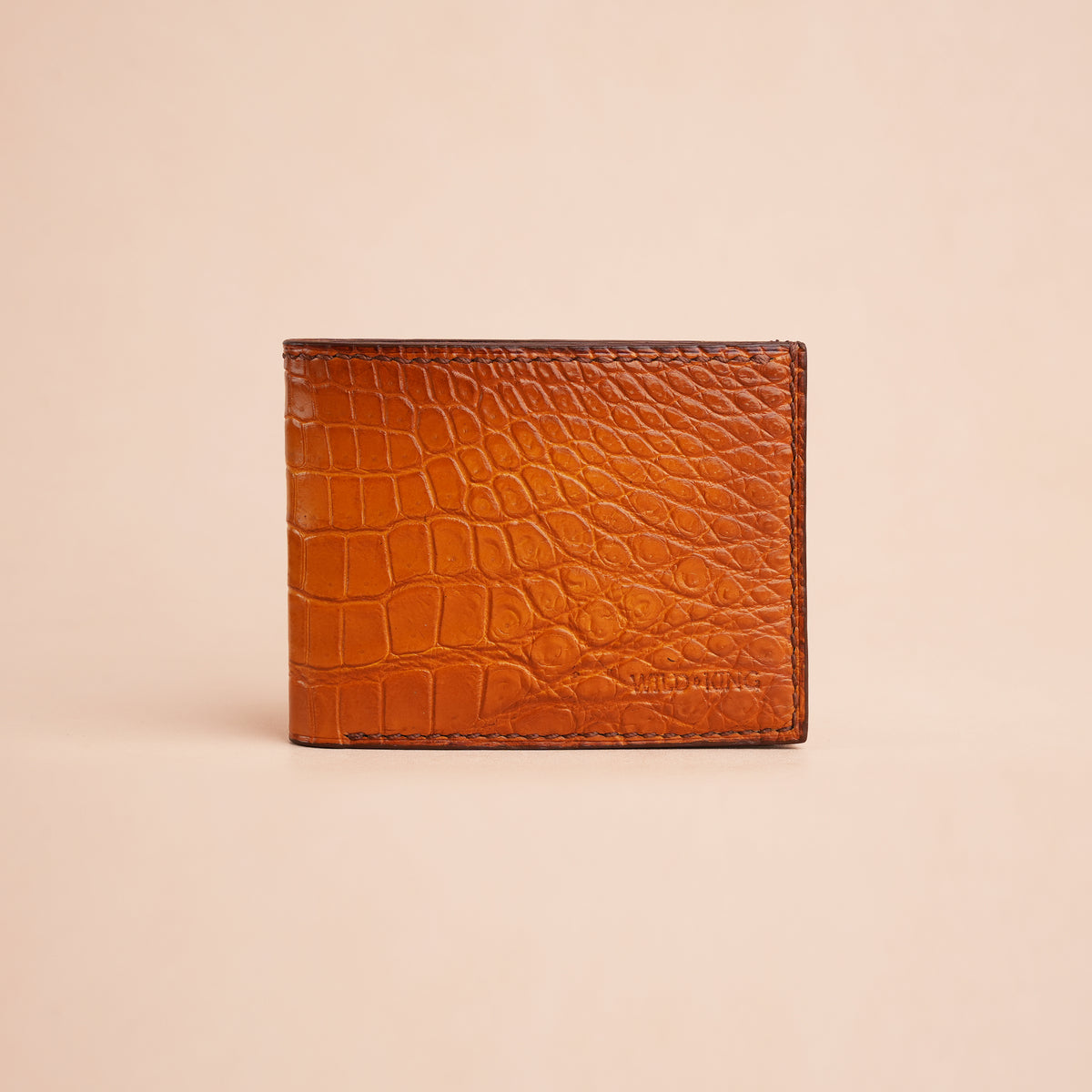 Tan Crocodile Leather Bifold Wallet - Patina Finish