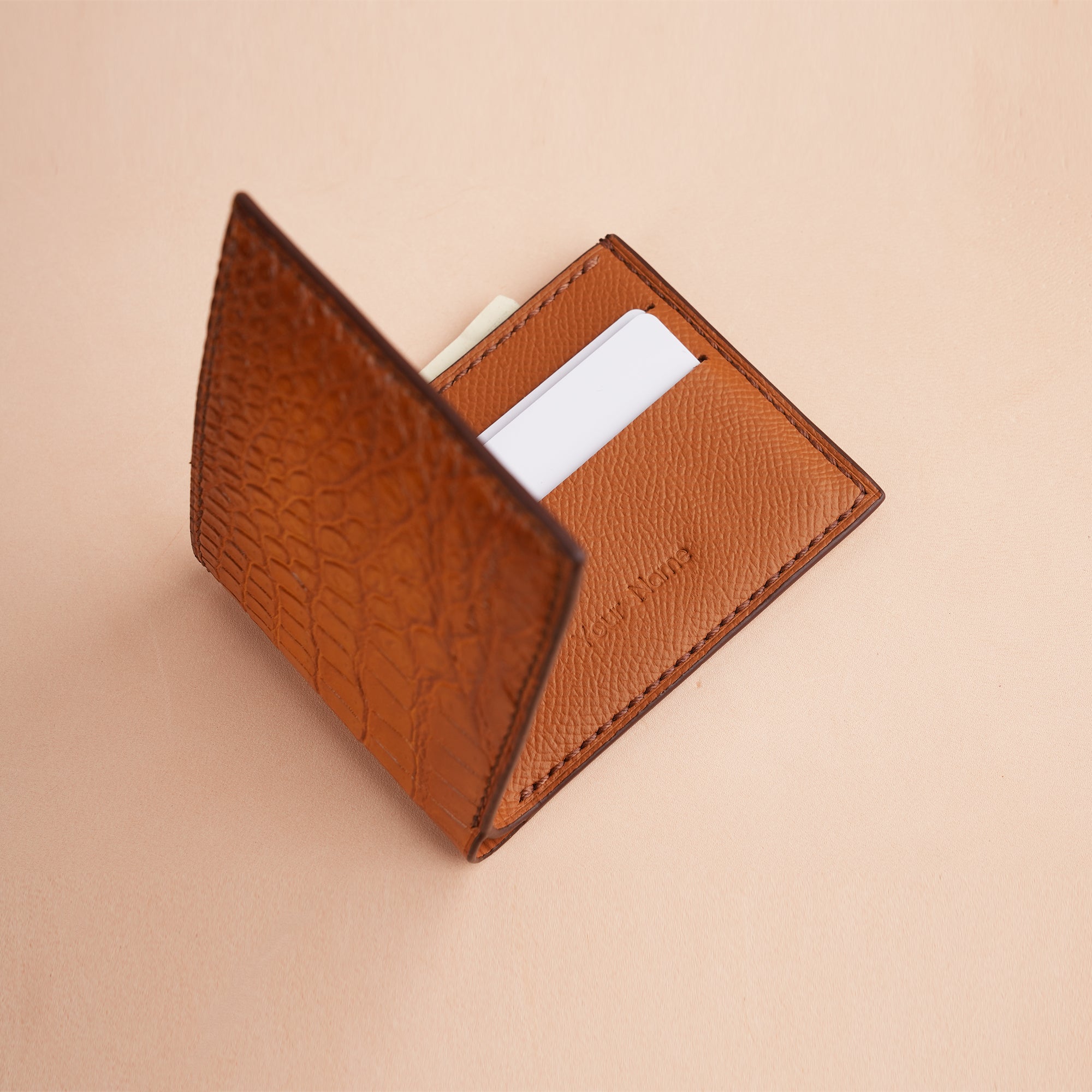 Tan Crocodile Leather Bifold Wallet