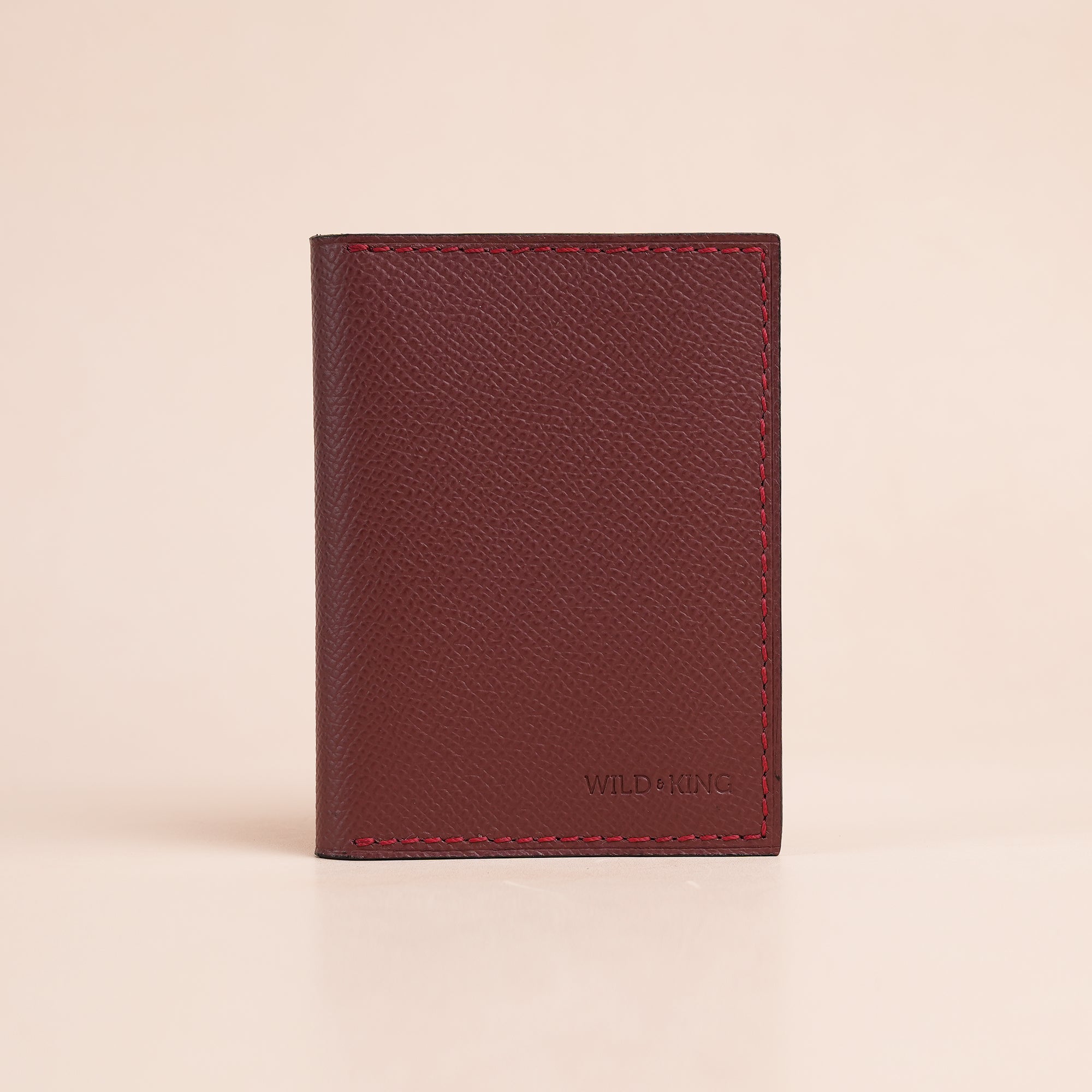 Minimalist Burgundy Epsom Leather Bifold Wallet