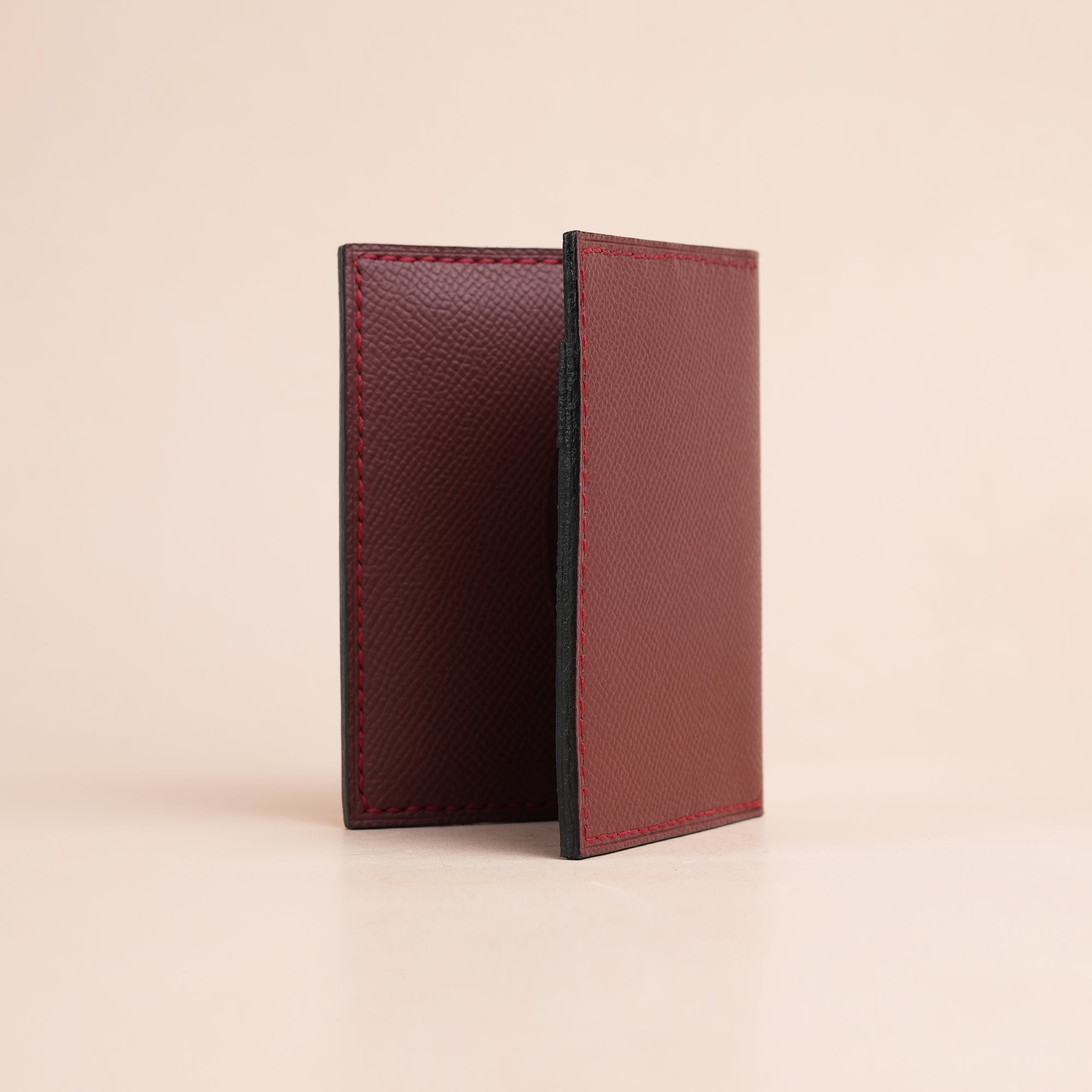 Minimalist Burgundy Epsom Leather Bifold Wallet