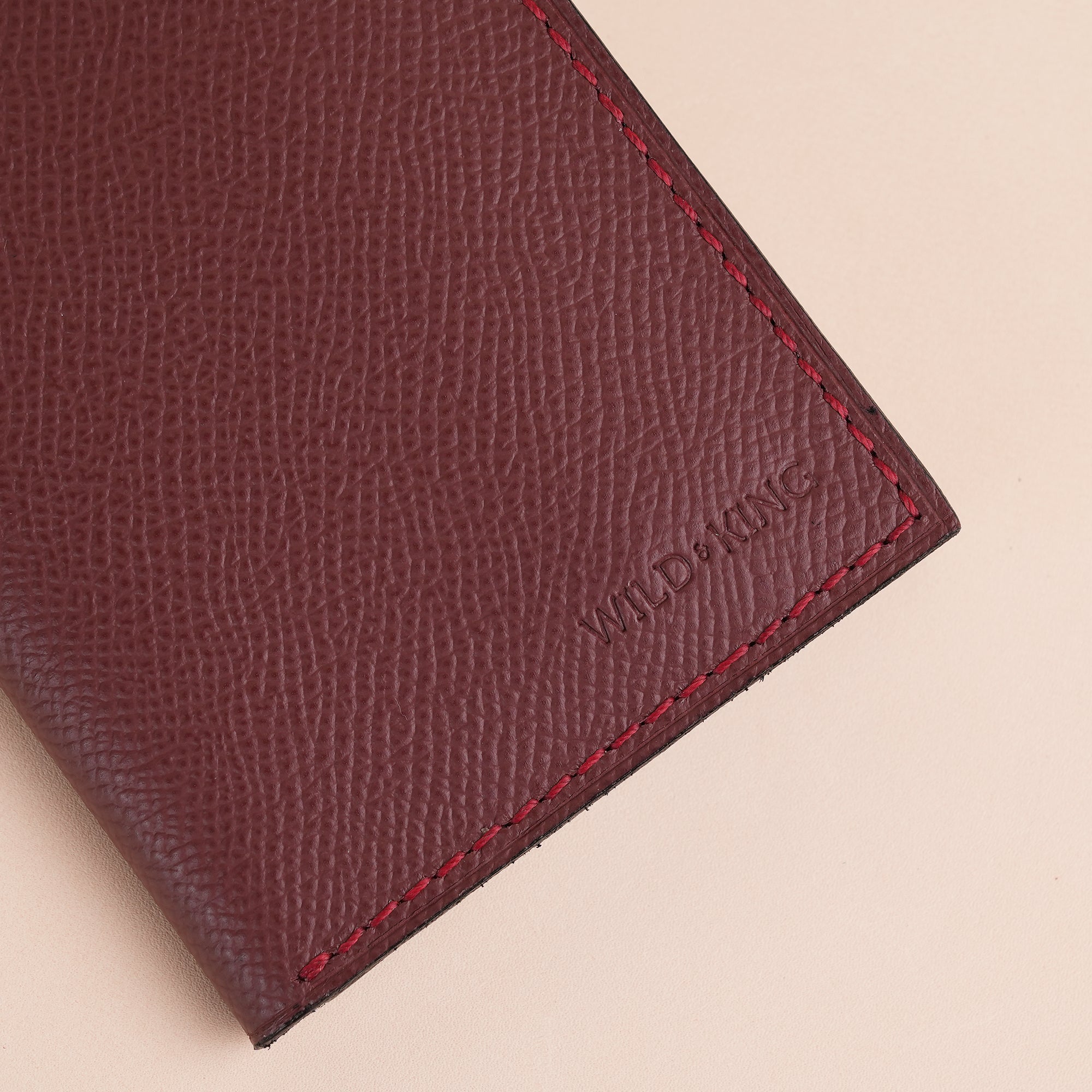 Minimalist Burgundy Epsom Leather Bifold Wallet