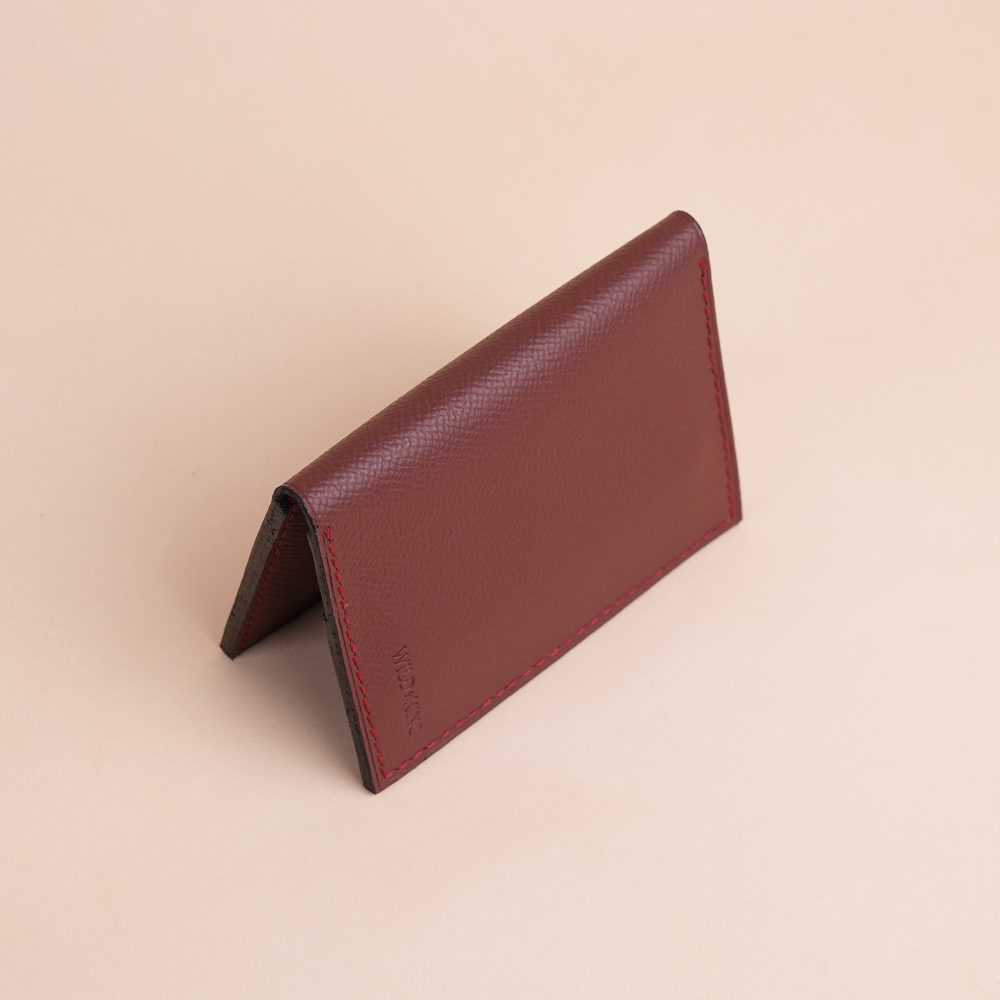 Minimalist Burgundy Epsom Leather Bifold Wallet