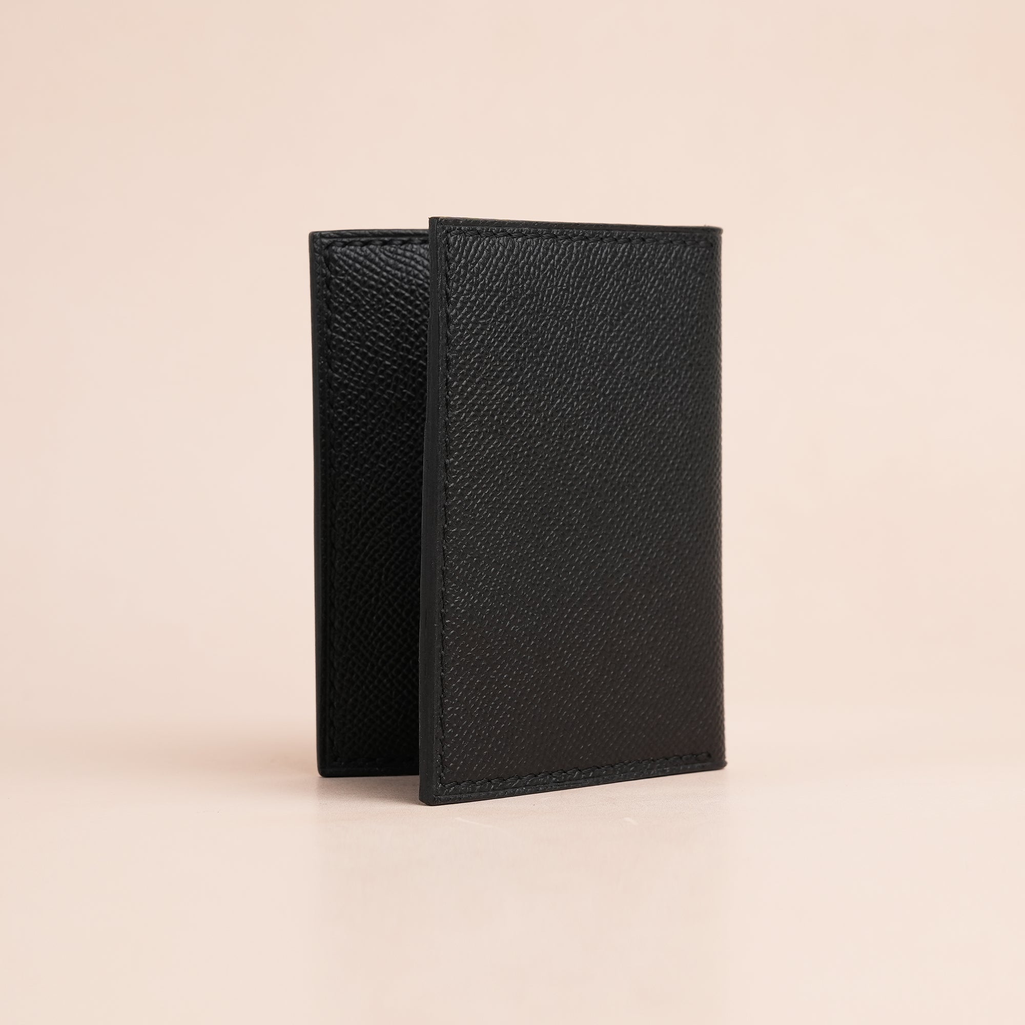 Minimalist Black Epsom Leather Bifold Wallet