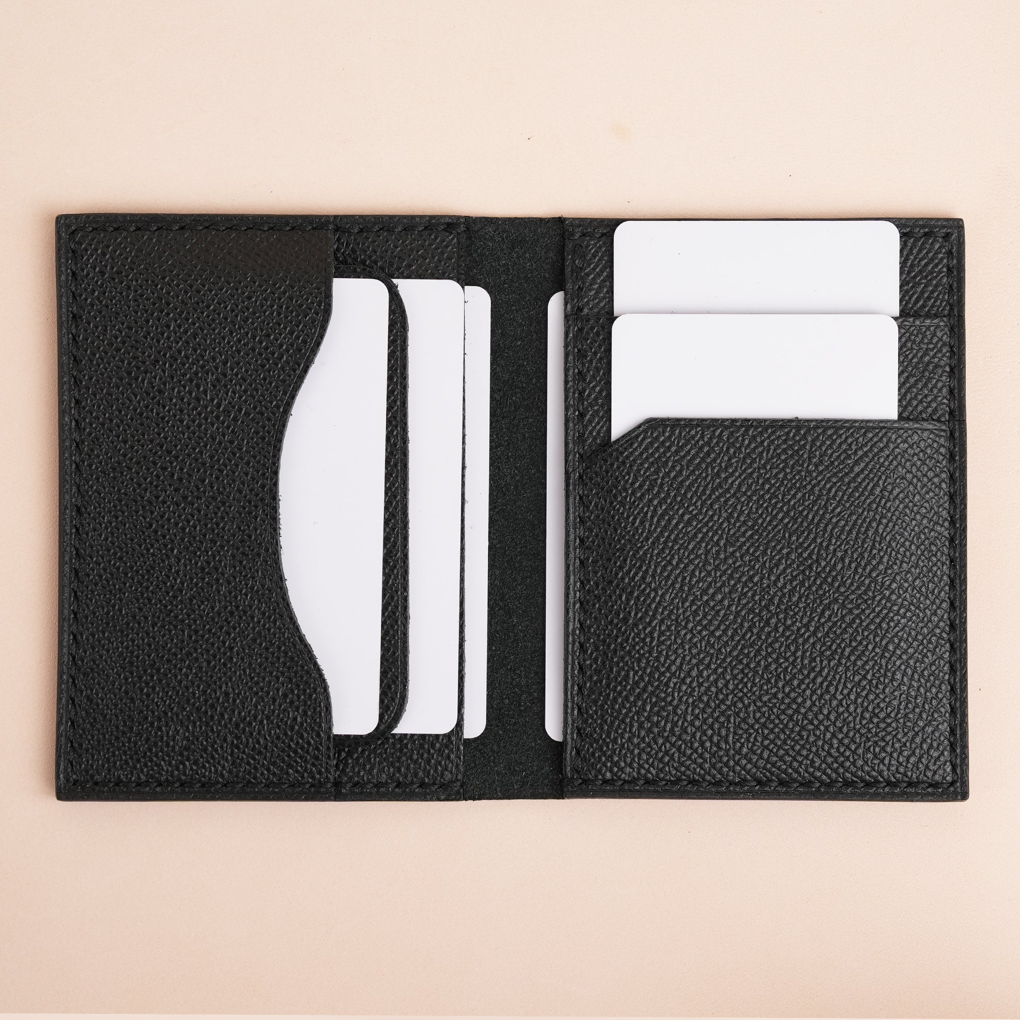 Minimalist Black Epsom Leather Bifold Wallet