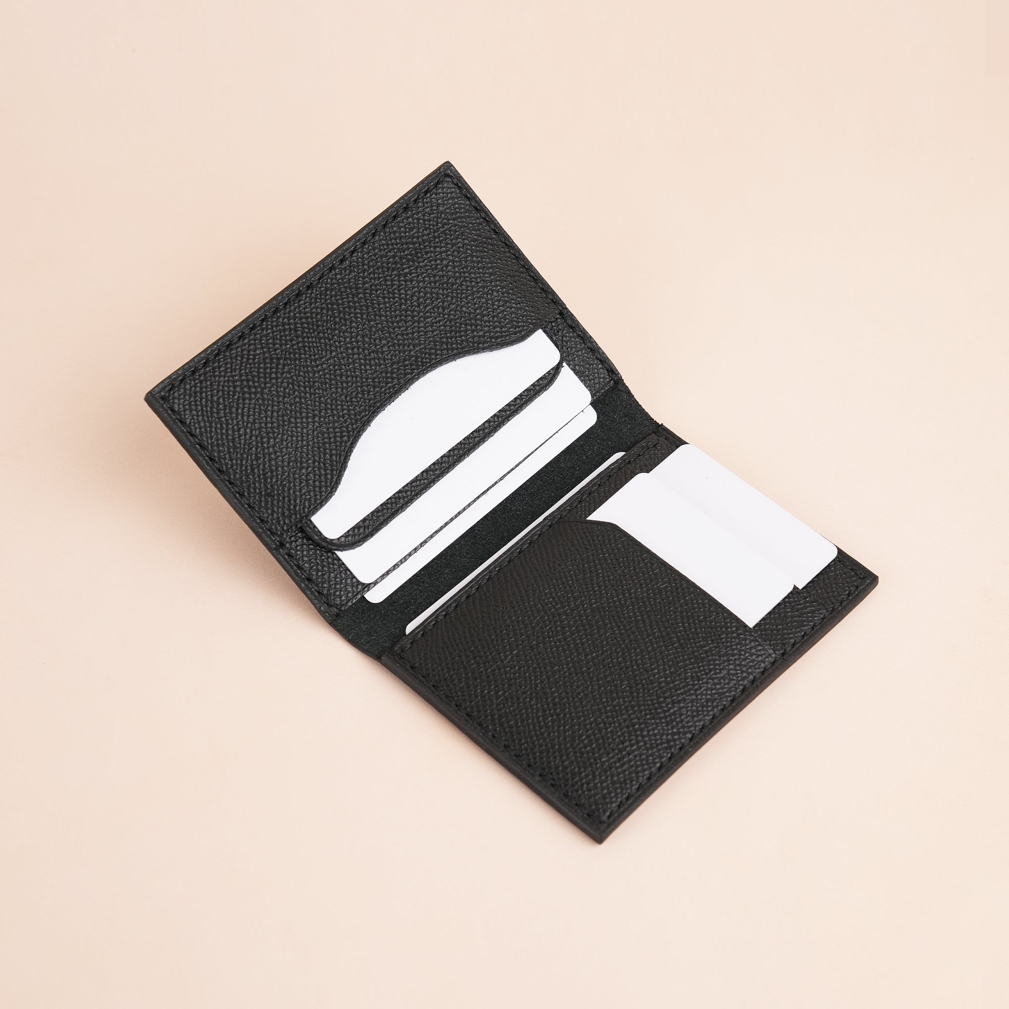 Minimalist Black Epsom Leather Bifold Wallet