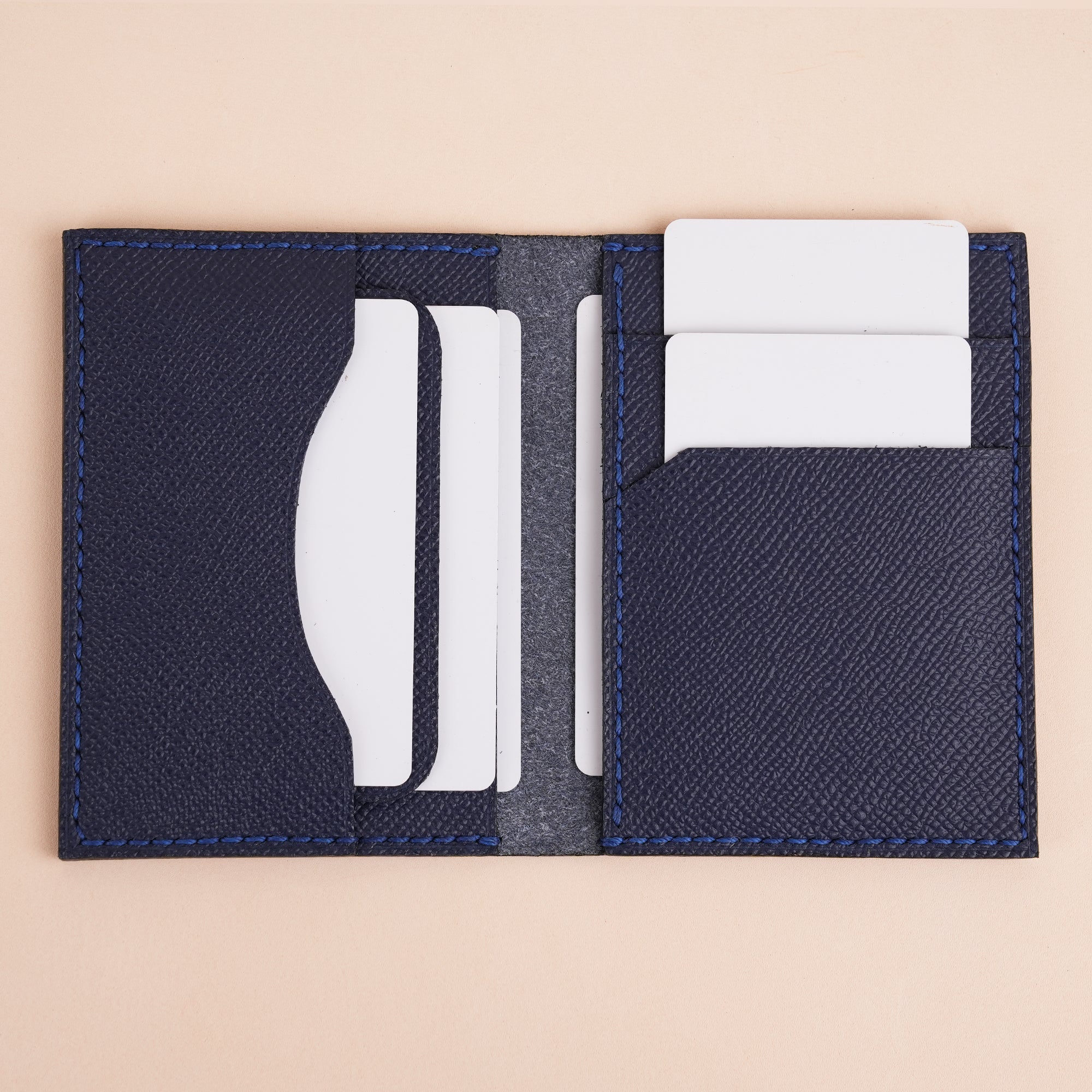 Minimalist Navy Epsom Leather Bifold Wallet
