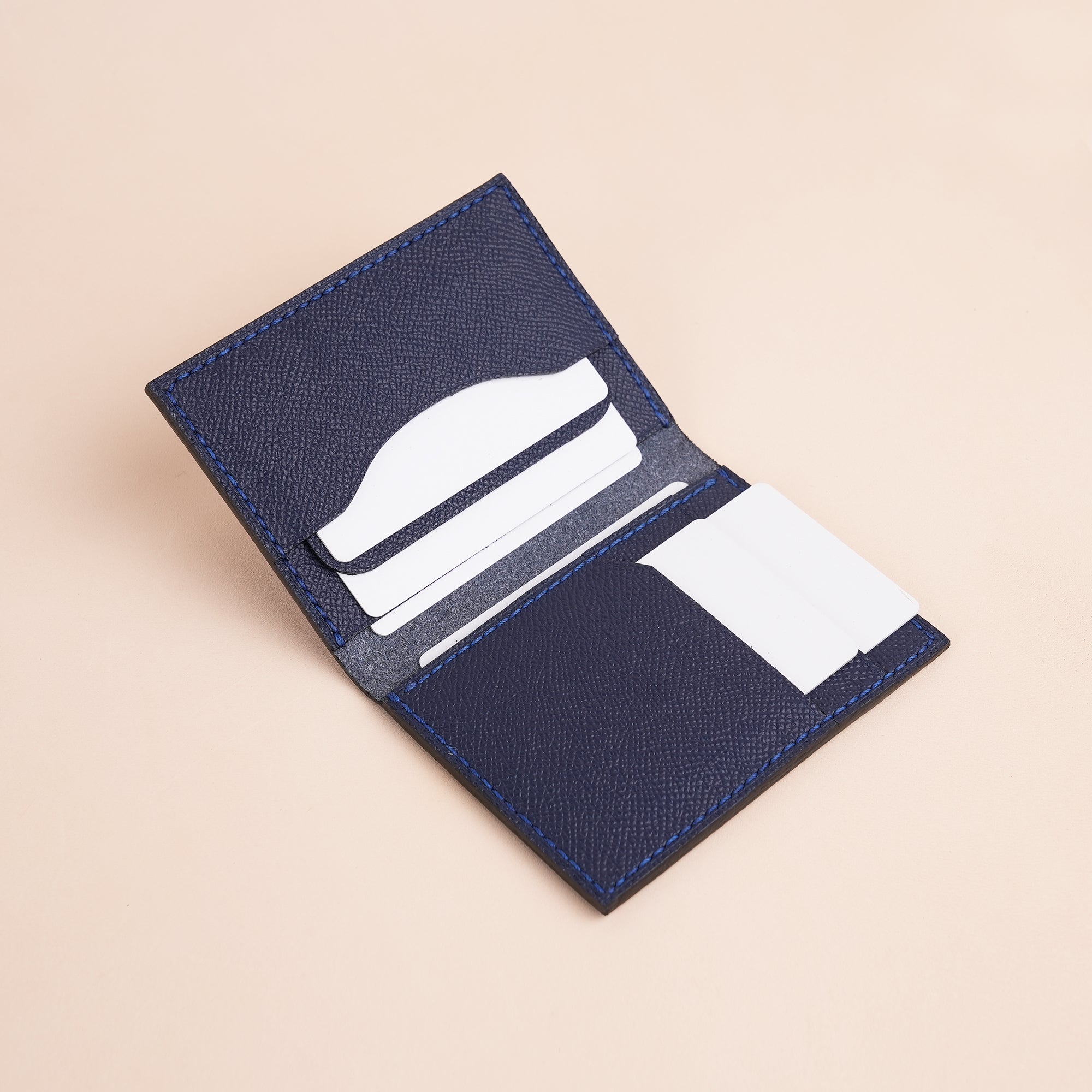 Minimalist Navy Epsom Leather Bifold Wallet