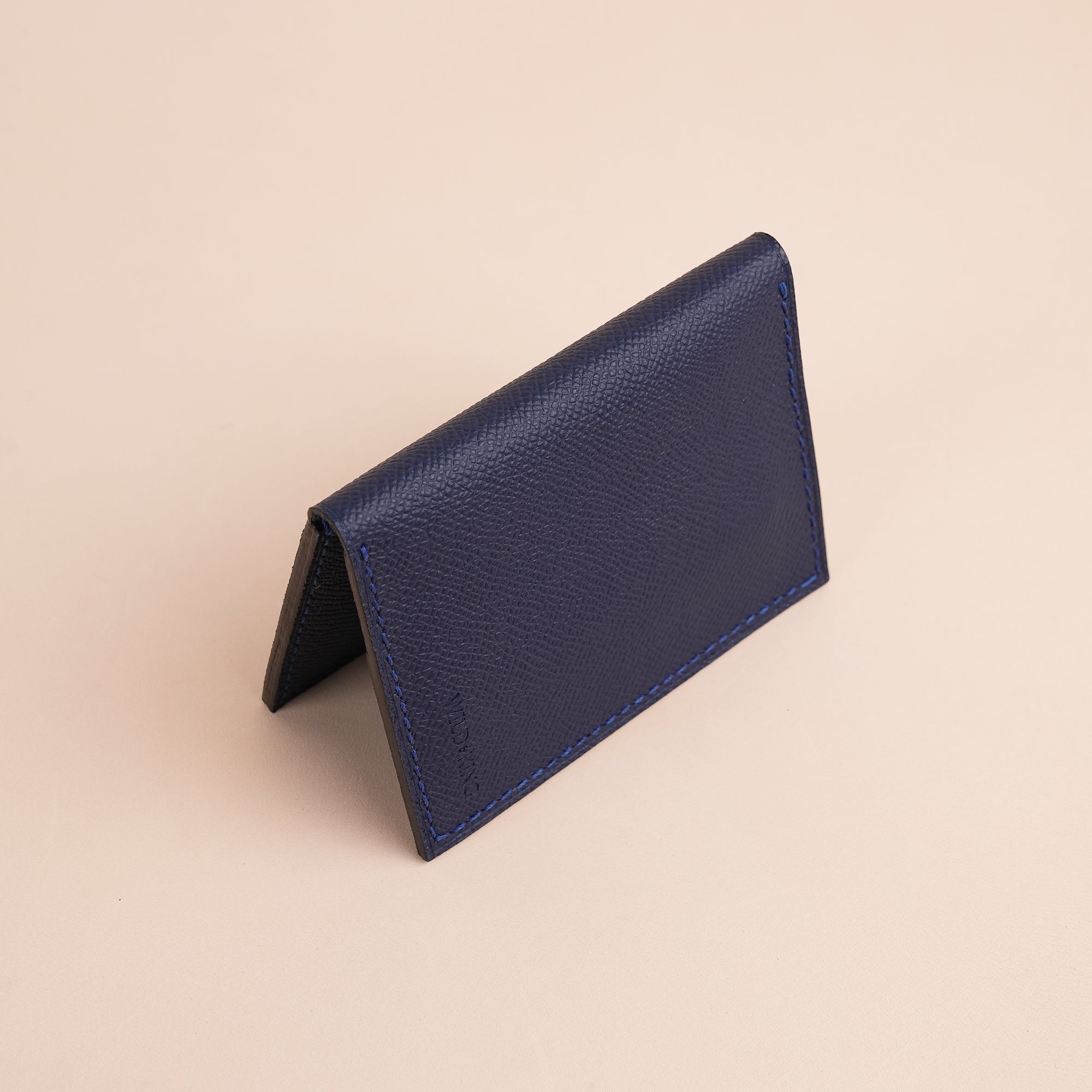 Minimalist Navy Epsom Leather Bifold Wallet
