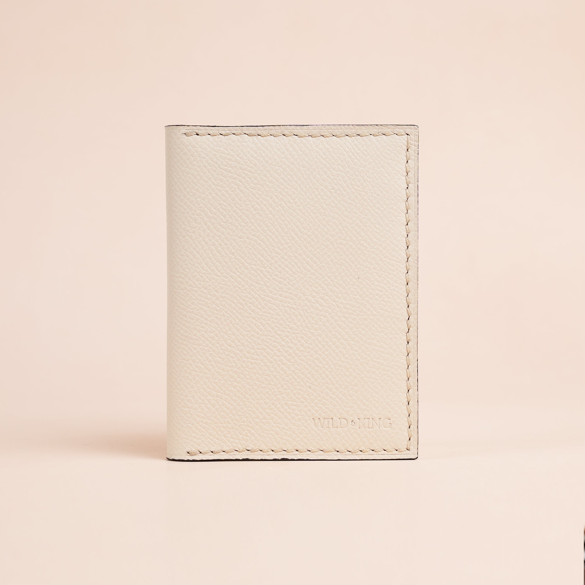 Minimalist Beige Epsom Leather Bifold Wallet