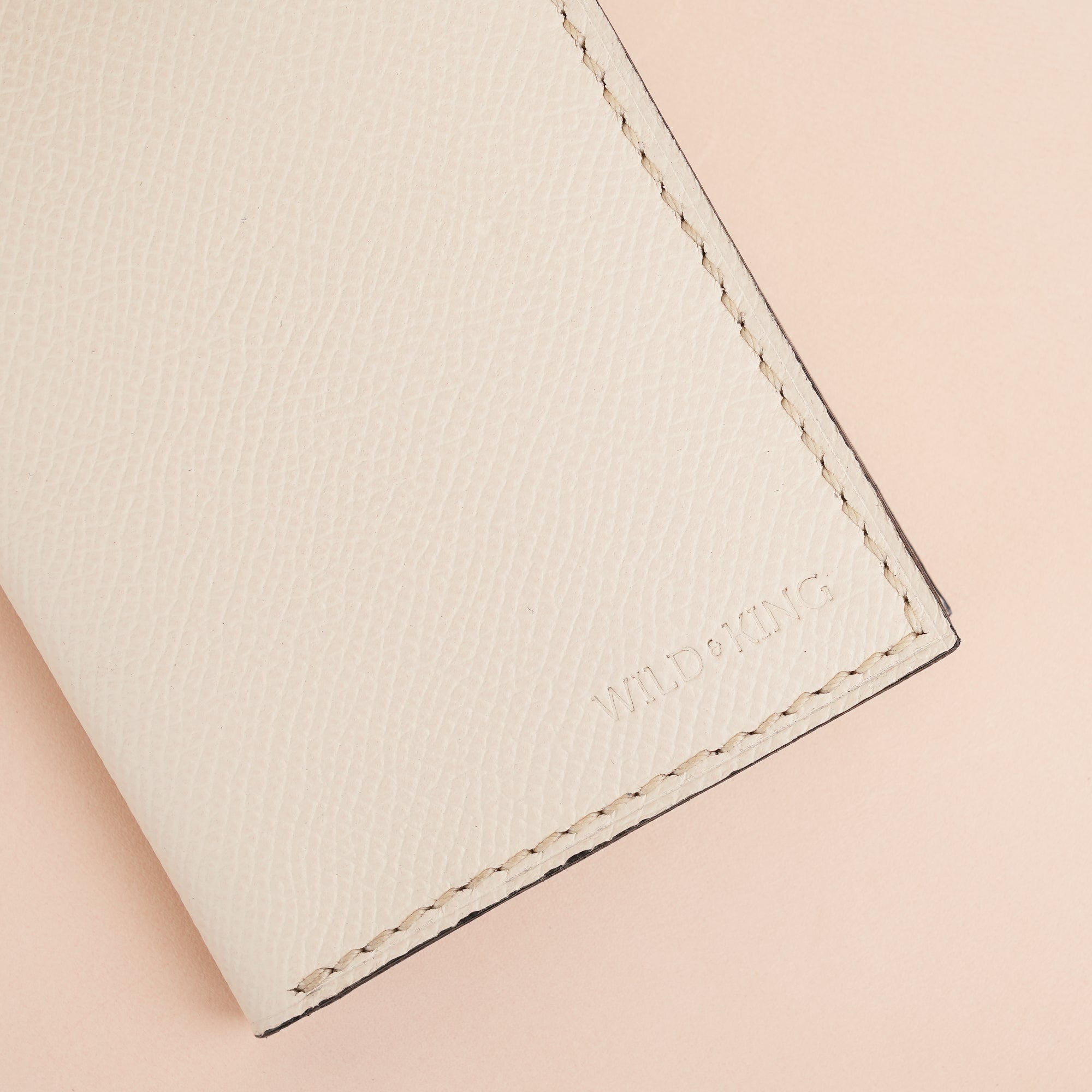 Minimalist Beige Epsom Leather Bifold Wallet