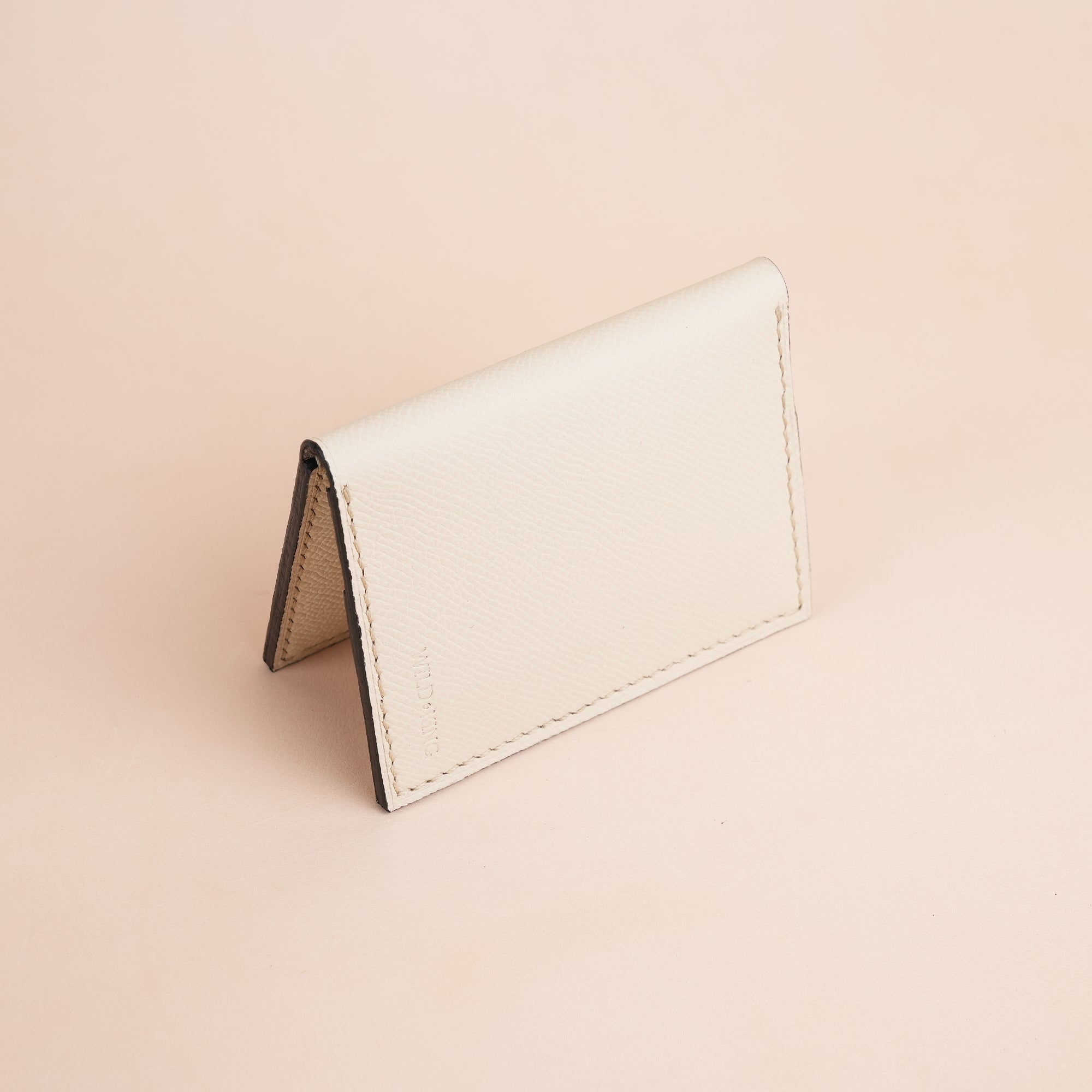 Minimalist Beige Epsom Leather Bifold Wallet