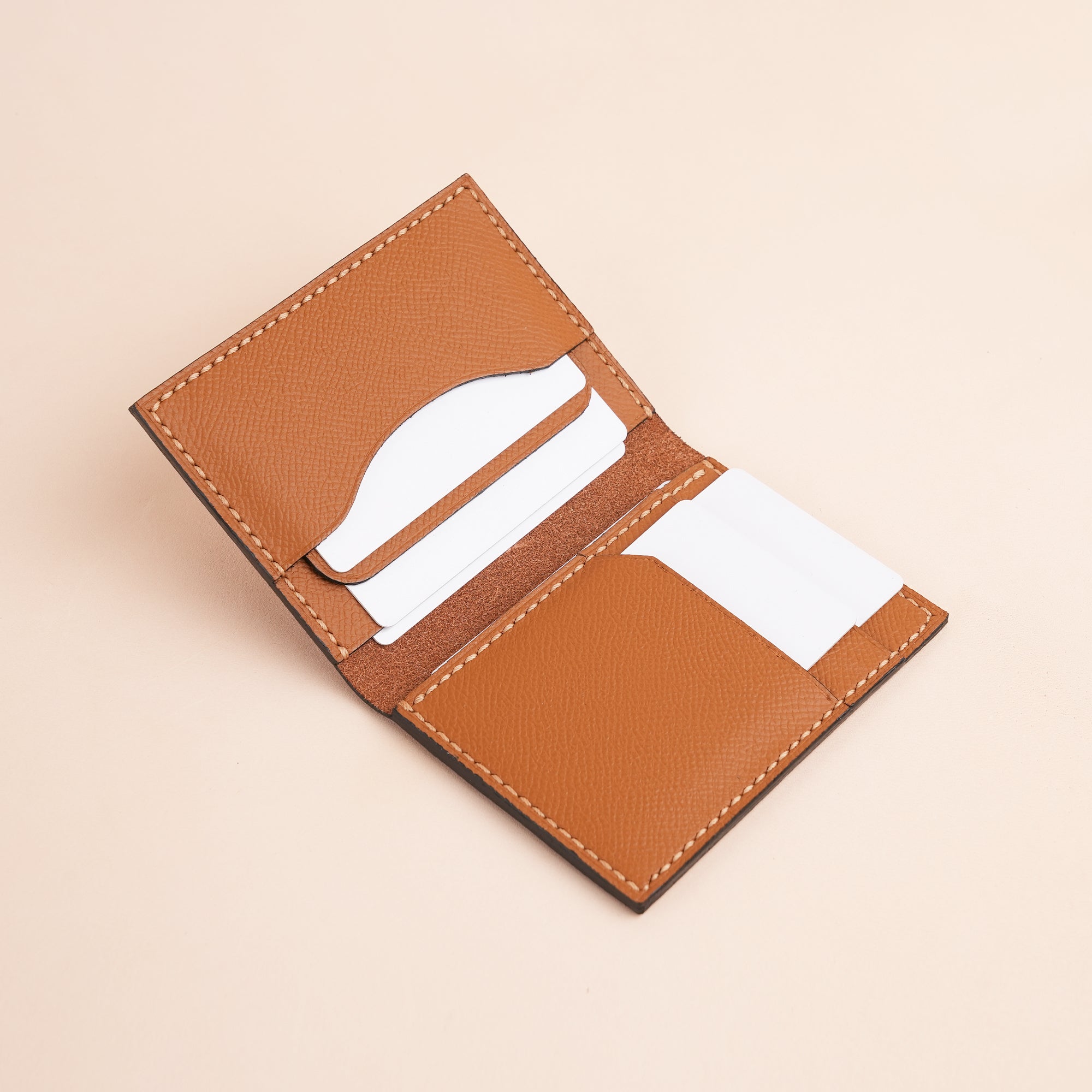 Minimalist Bronze Epsom Leather Bifold Wallet