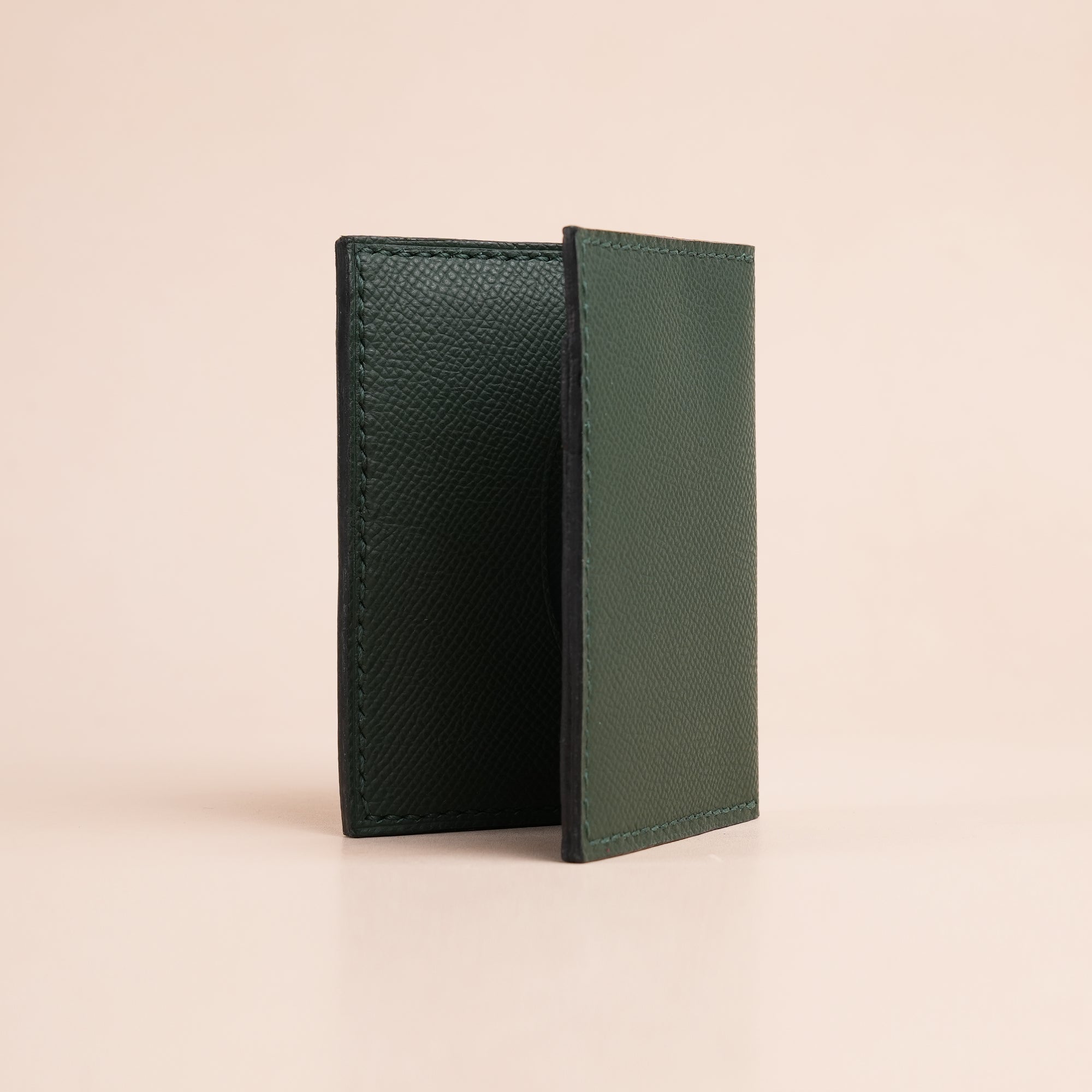 Minimalist Green Epsom Leather Bifold Wallet